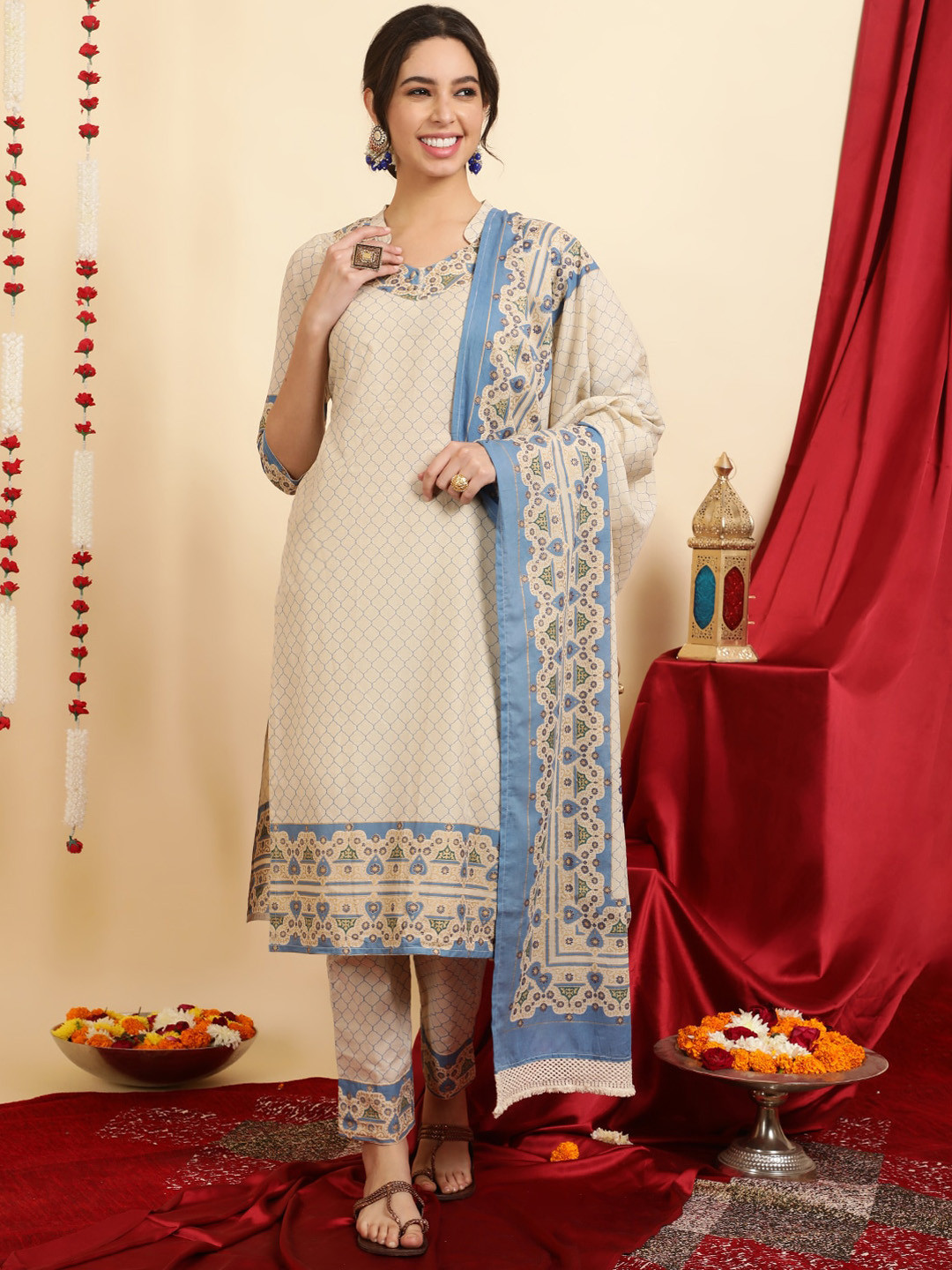 Jaipur Kurti Ethnic Printed Cotton Straight Kurta With Pants And Dupatta, Blue
Jaipur Kurti Ethnic Printed Cotton Straight Kurta With Pants And Dupatta, Blue
