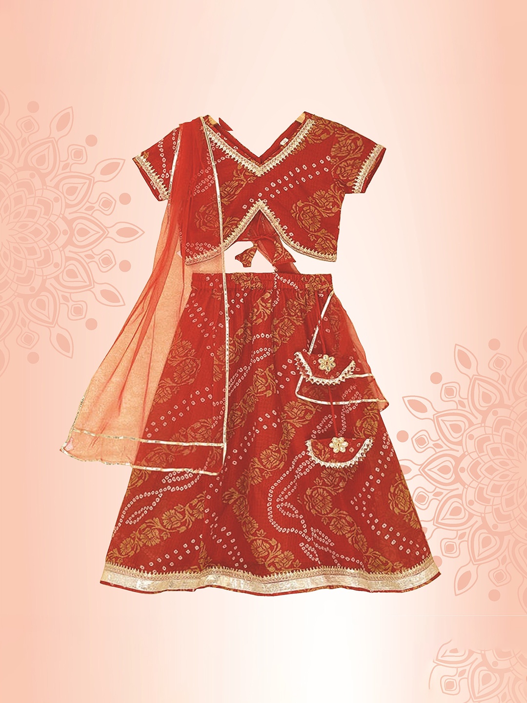 The Magic Wand Girls Printed Gotta Patti Ready to Wear Lehenga & Blouse With Dupatta, Red
The Magic Wand Girls Printed Gotta Patti Ready to Wear Lehenga & Blouse With Dupatta, Red