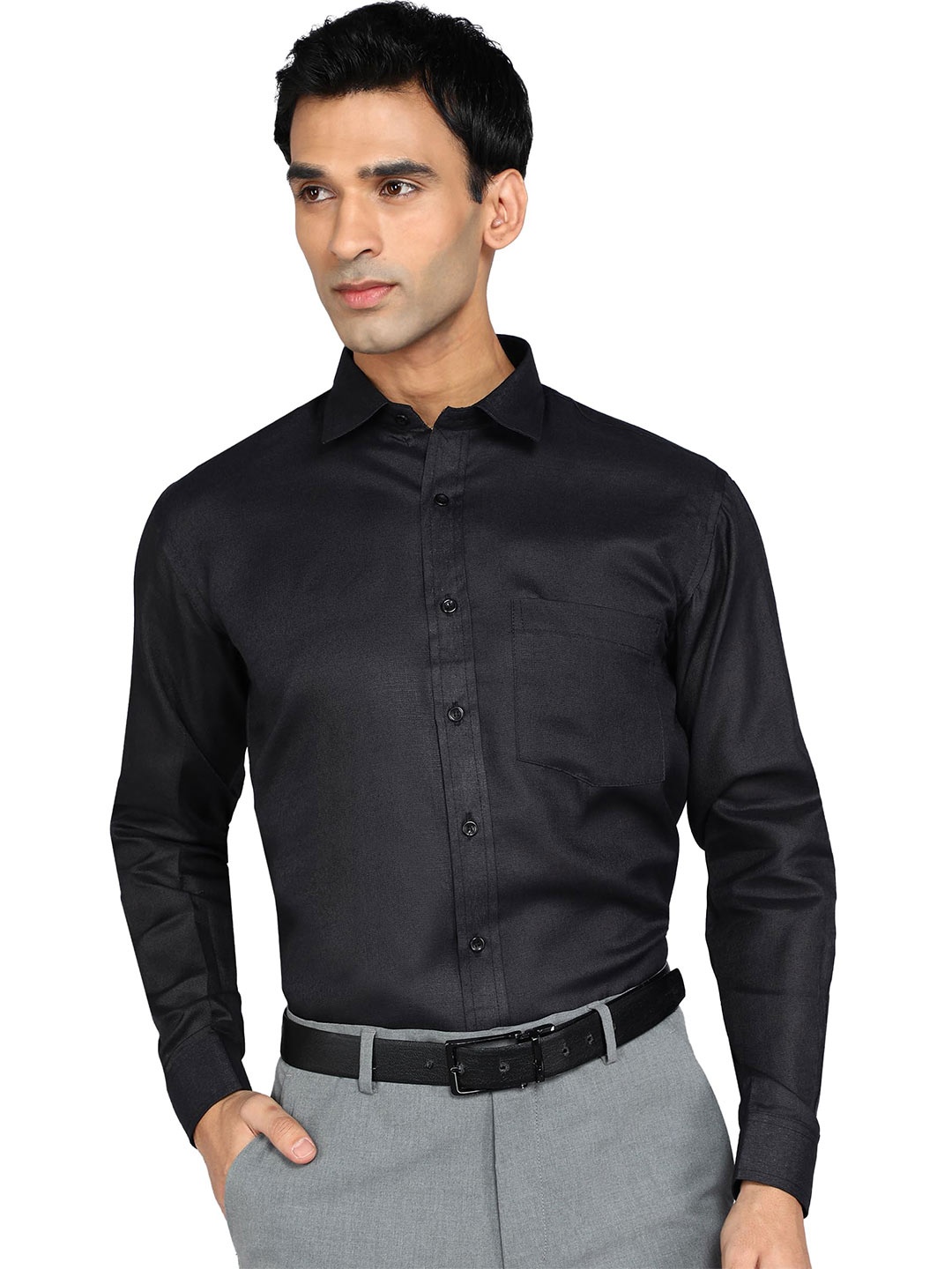 BAESD Classic Opaque Spread Collar Full Sleeves Patch Pocket Cotton Formal Slim Fit Shirt, Black
BAESD Classic Opaque Spread Collar Full Sleeves Patch Pocket Cotton Formal Slim Fit Shirt, Black