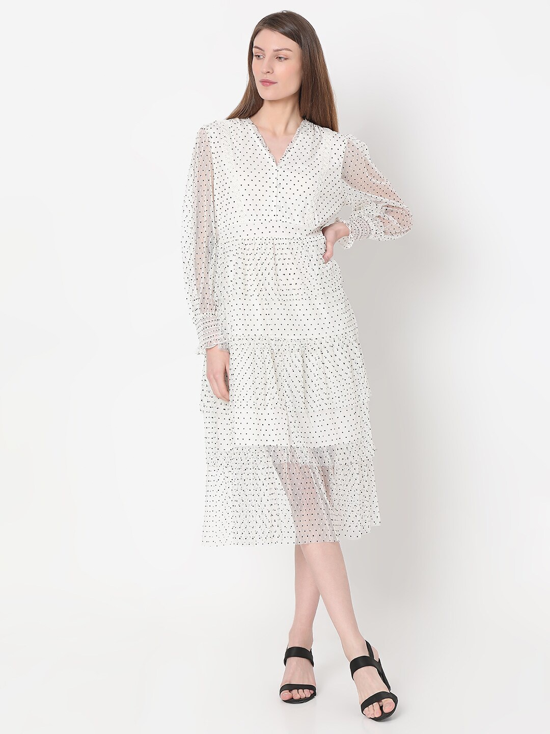 Vero Moda Polka Dots Printed Puff Sleeve Layered Fit & Flare Midi Dress, White
Vero Moda Polka Dots Printed Puff Sleeve Layered Fit & Flare Midi Dress, White
