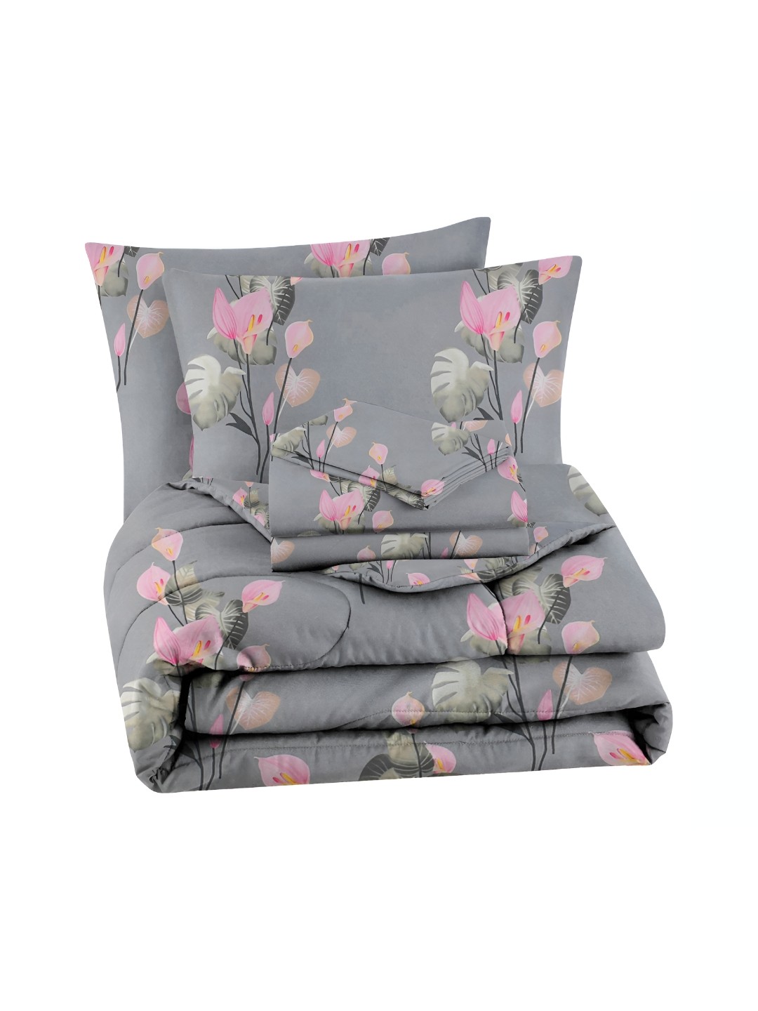bsb home Grey Melange & Pink 4 Pieces Floral Microfiber Double Queen Superfine Bedding Set
bsb home Grey Melange & Pink 4 Pieces Floral Microfiber Double Queen Superfine Bedding Set