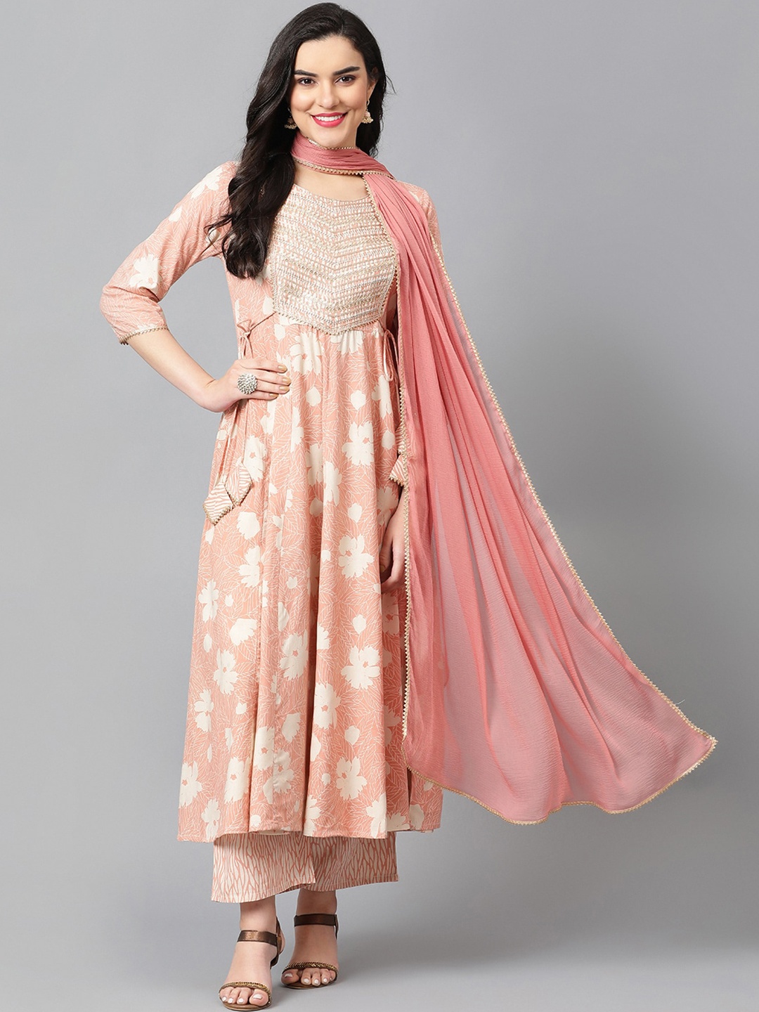 Khushal K Ethnic Motifs Yoke Design Sequinned Anarkali Kurta & Palazzos With Dupatta, Pink
Khushal K Ethnic Motifs Yoke Design Sequinned Anarkali Kurta & Palazzos With Dupatta, Pink