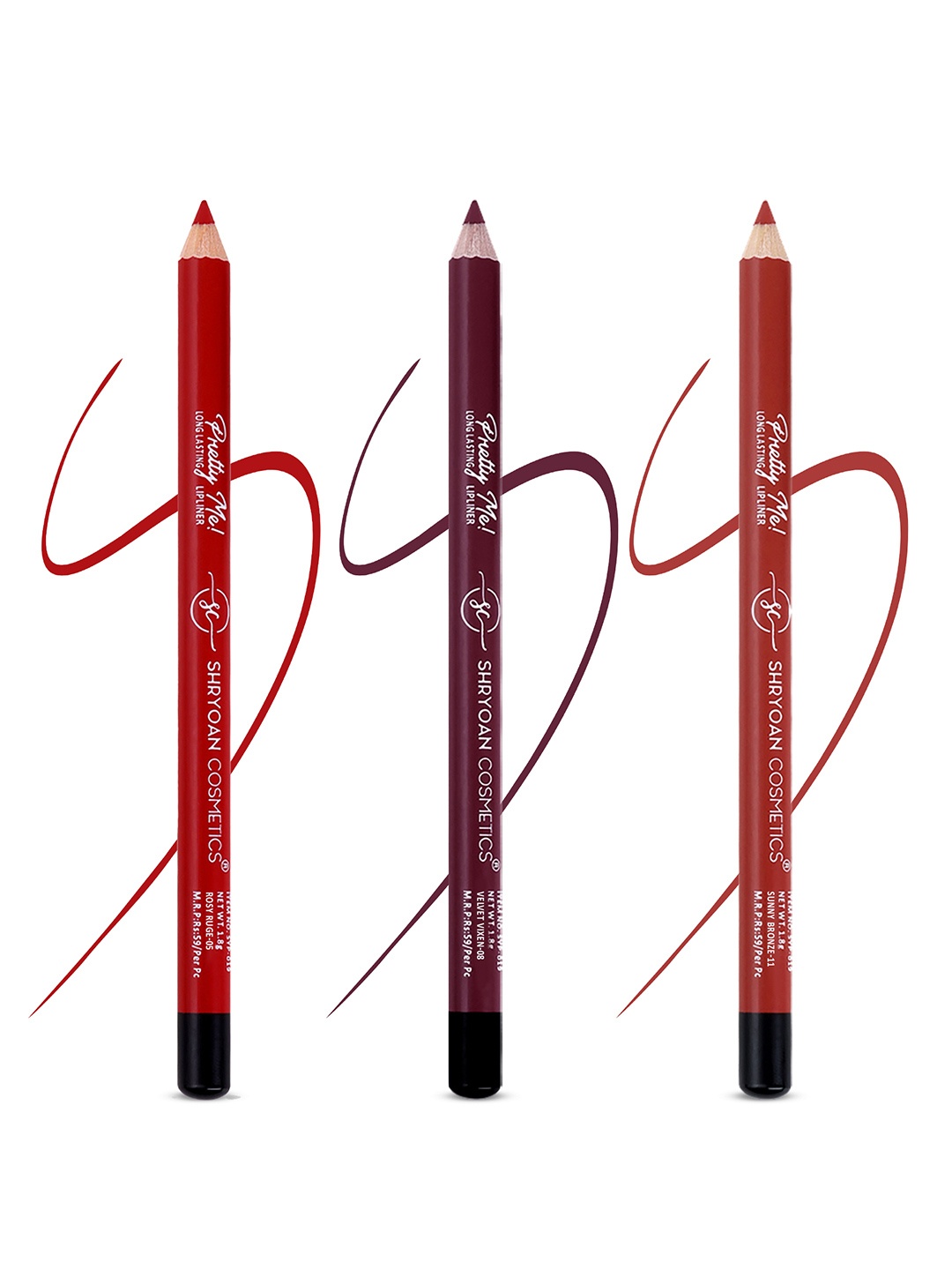 SHRYOAN Set Of 3 Pretty Me Bold Lipliner & Eye Liner Matte Pencil - 1.8g Each - 05-08-11, Red
SHRYOAN Set Of 3 Pretty Me Bold Lipliner & Eye Liner Matte Pencil - 1.8g Each - 05-08-11, Red