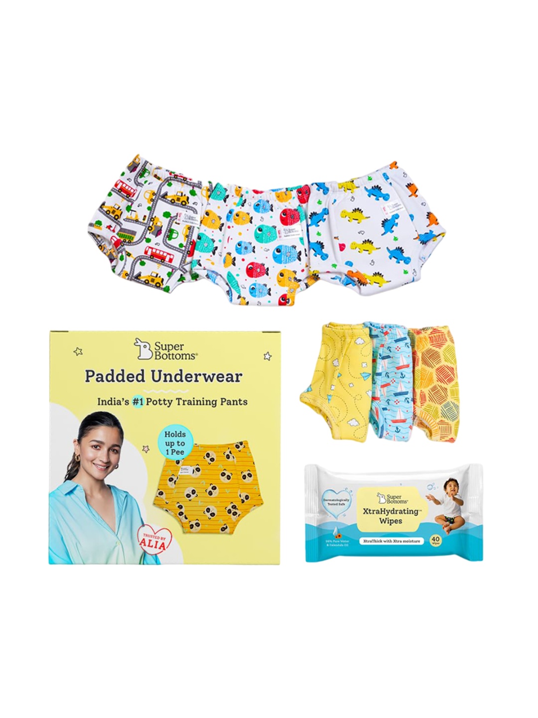 SuperBottoms Set of 6 Super Dry Feel Padded Underwear with XtraHydrating Wipes, Multi
SuperBottoms Set of 6 Super Dry Feel Padded Underwear with XtraHydrating Wipes, Multi