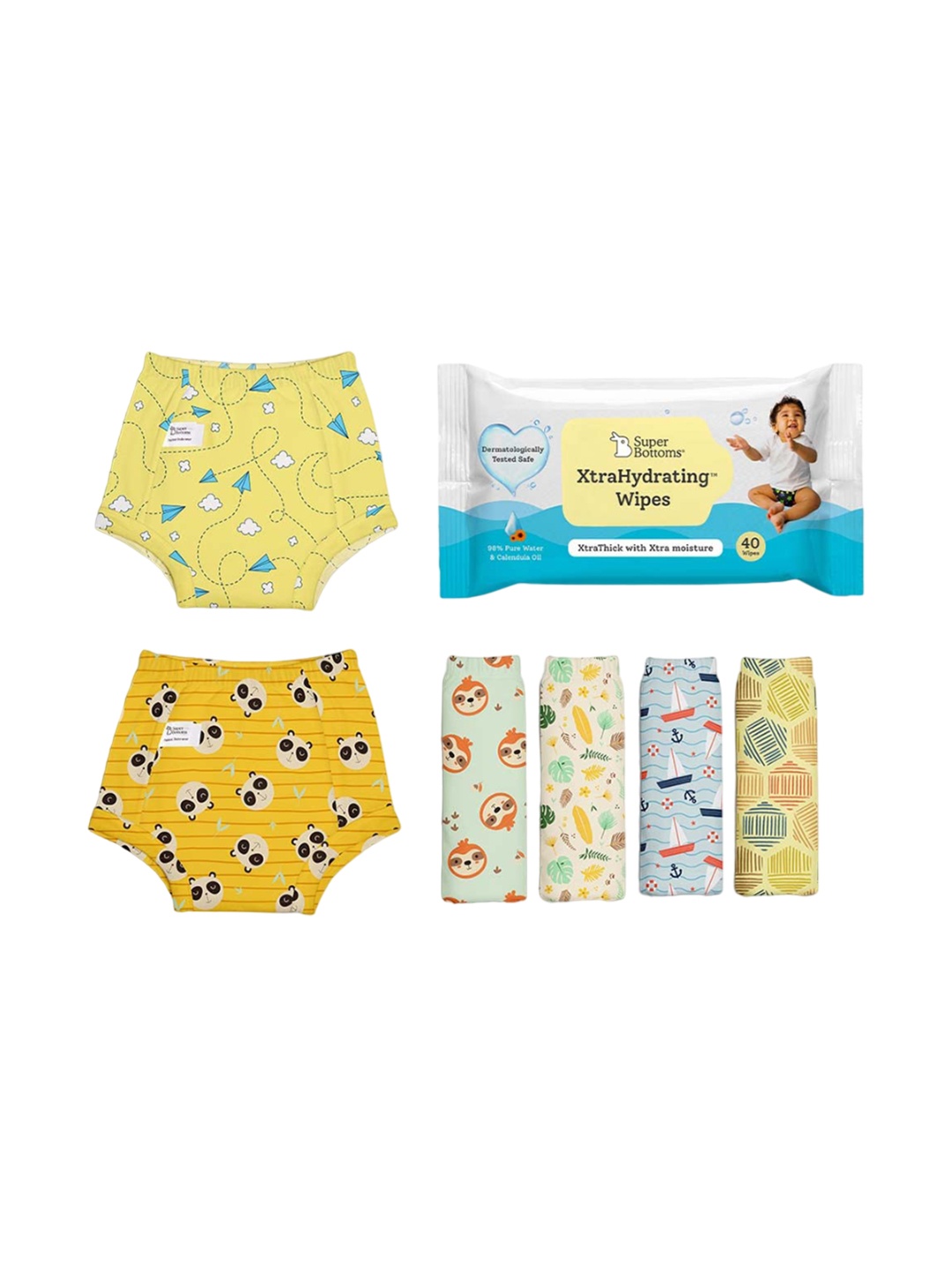 SuperBottoms Set of 6 Super Dry Feel Padded Underwear with Xtrahydrating Wipes, Multi
SuperBottoms Set of 6 Super Dry Feel Padded Underwear with Xtrahydrating Wipes, Multi