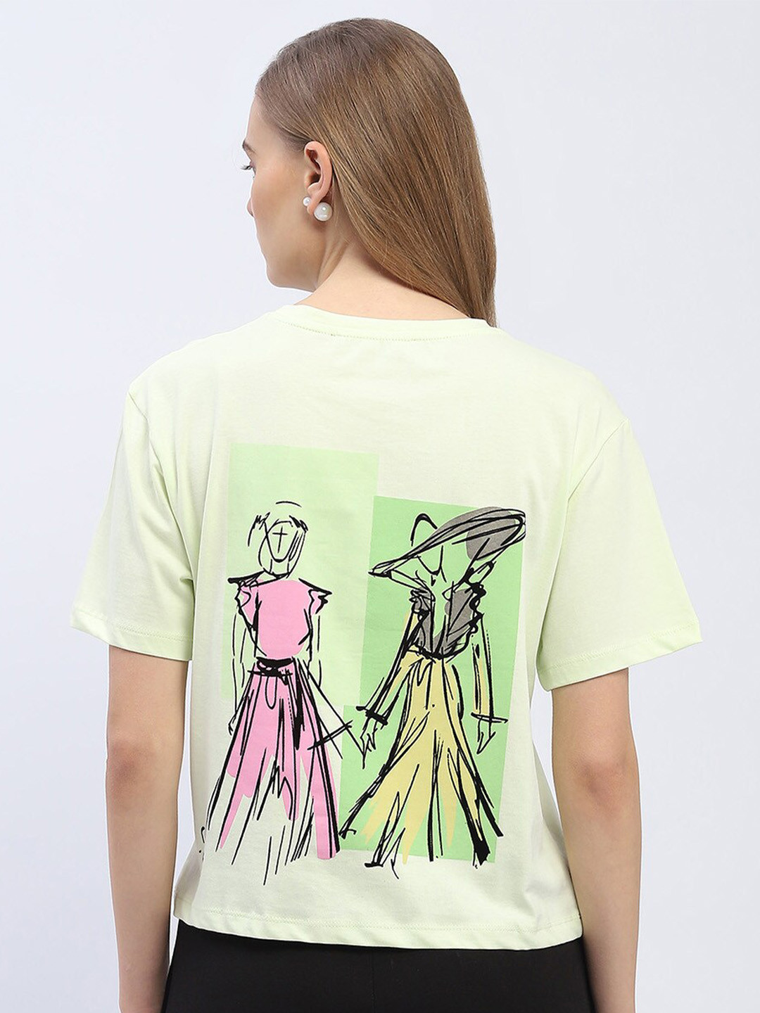 Madame Graphic Printed Round Neck Drop-Shoulder Sleeves Cotton T-shirt, Fluorescent green
Madame Graphic Printed Round Neck Drop-Shoulder Sleeves Cotton T-shirt, Fluorescent green