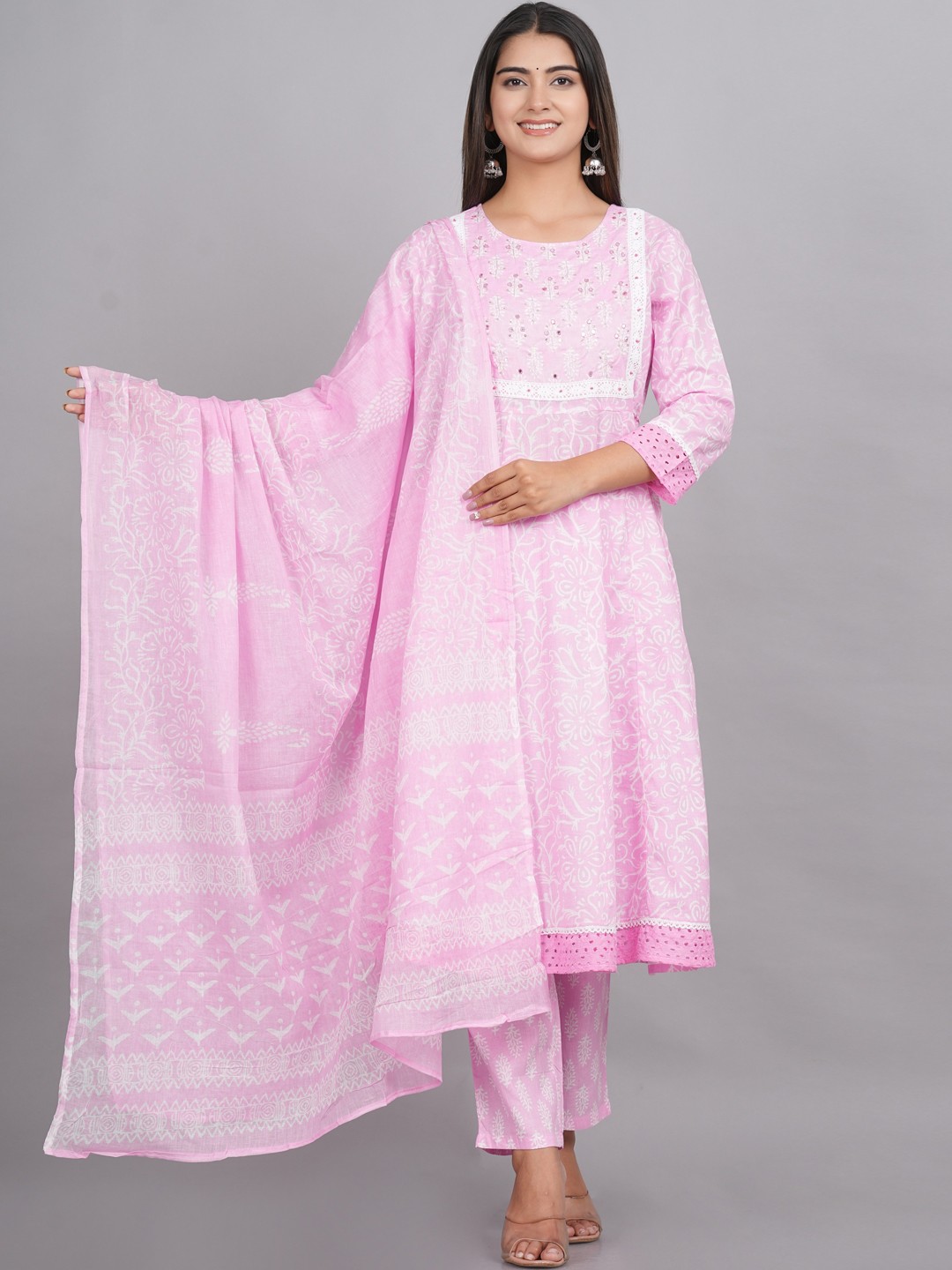 Oash Women Ethnic Motifs Embroidered Regular Mirror Work Pure Cotton Kurta with Trousers & With Dupatta, Pink
Oash Women Ethnic Motifs Embroidered Regular Mirror Work Pure Cotton Kurta with Trousers & With Dupatta, Pink