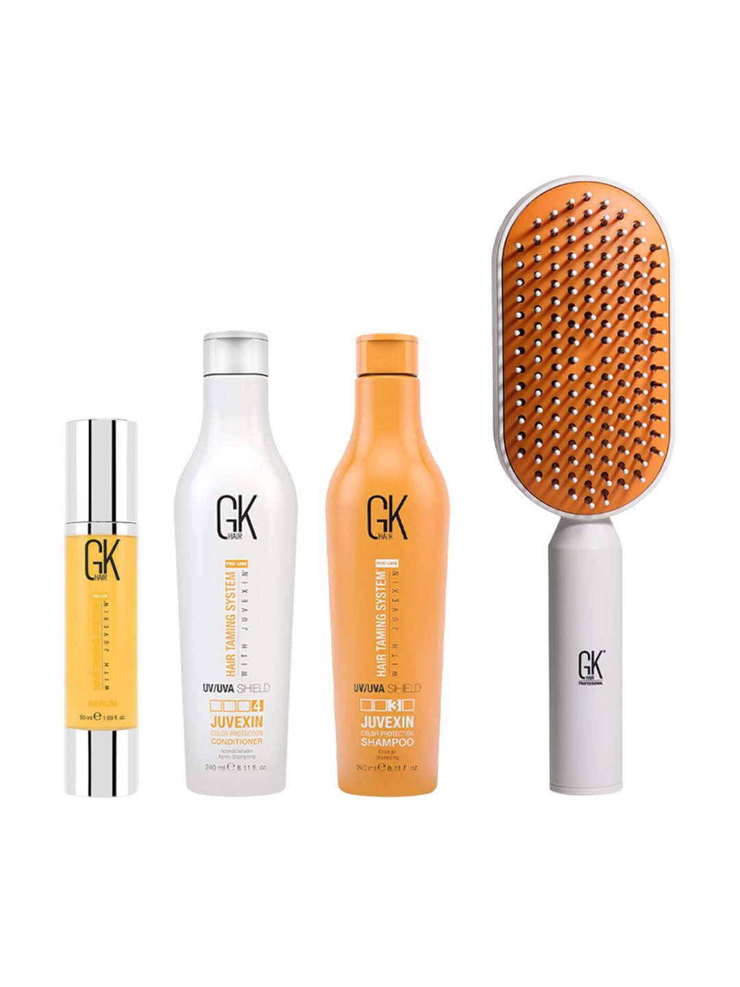 GK HAIR Set Of 4 Color Shield Shampoo-Conditioner-Argan Serum & Hair Brush Combo, Orange
GK HAIR Set Of 4 Color Shield Shampoo-Conditioner-Argan Serum & Hair Brush Combo, Orange