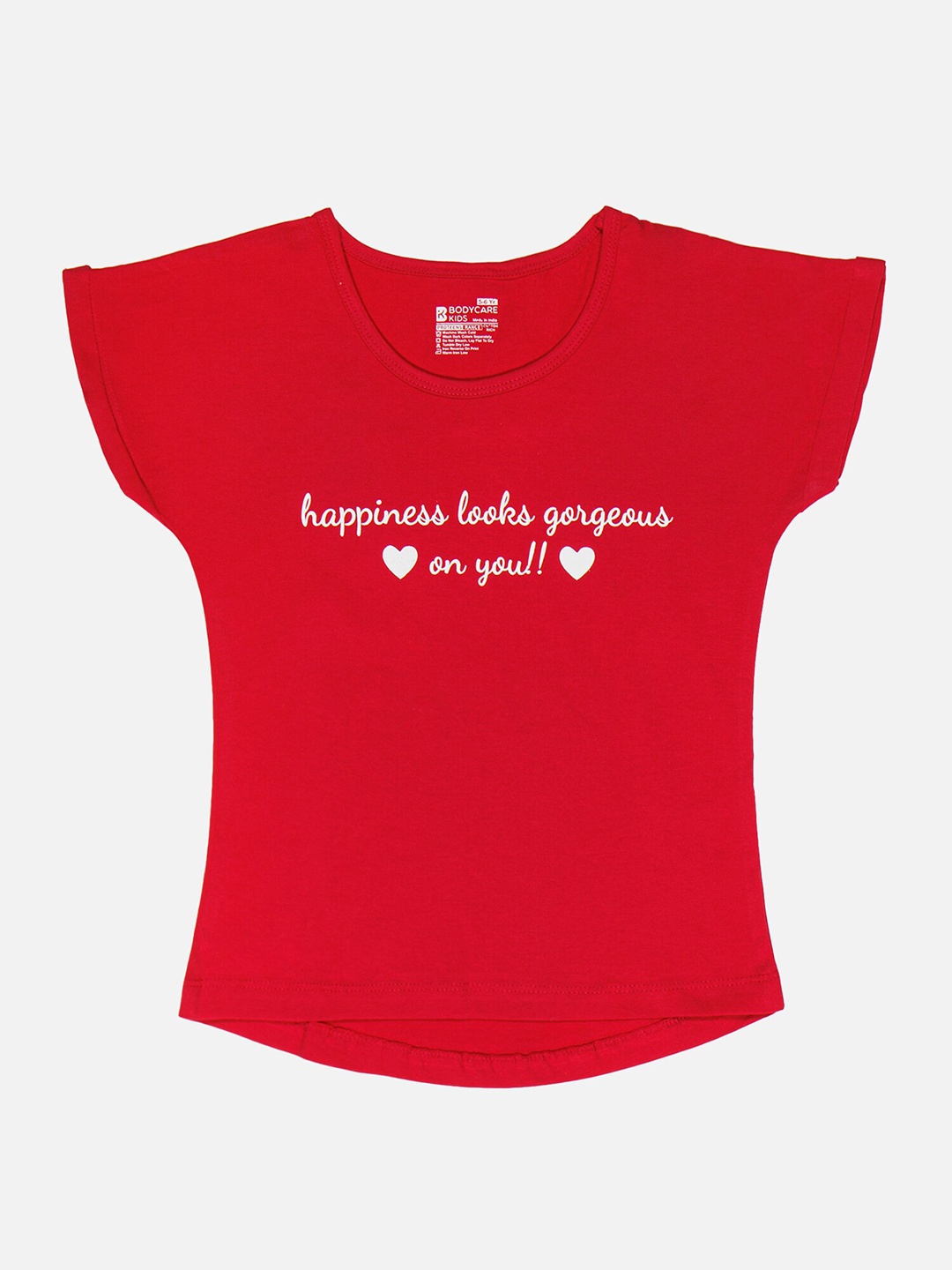 Bodycare Girls Typography Printed Cotton Round Neck Short Sleeves Casual T-shirt, Red
Bodycare Girls Typography Printed Cotton Round Neck Short Sleeves Casual T-shirt, Red