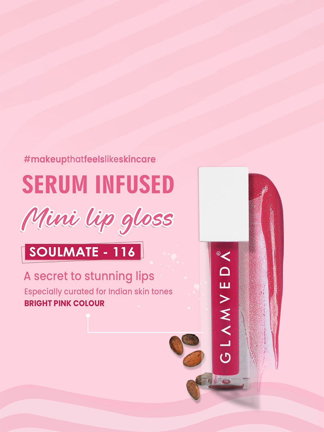 GLAMVEDA X Rashami Desai Mini Serum Infused Lip Gloss with Vitamin E 1.2ml - Soulmate 116, Pink
GLAMVEDA X Rashami Desai Mini Serum Infused Lip Gloss with Vitamin E 1.2ml - Soulmate 116, Pink