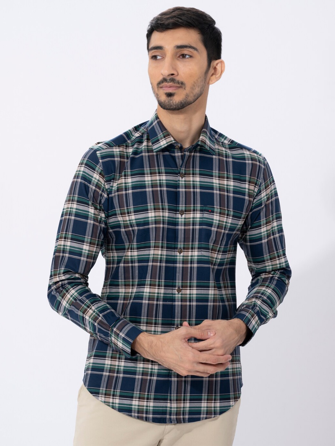 Sero Spread Collar Long Sleeves Smart Tailored Fit Tartan Checks Cotton Formal Shirt, Green
Sero Spread Collar Long Sleeves Smart Tailored Fit Tartan Checks Cotton Formal Shirt, Green