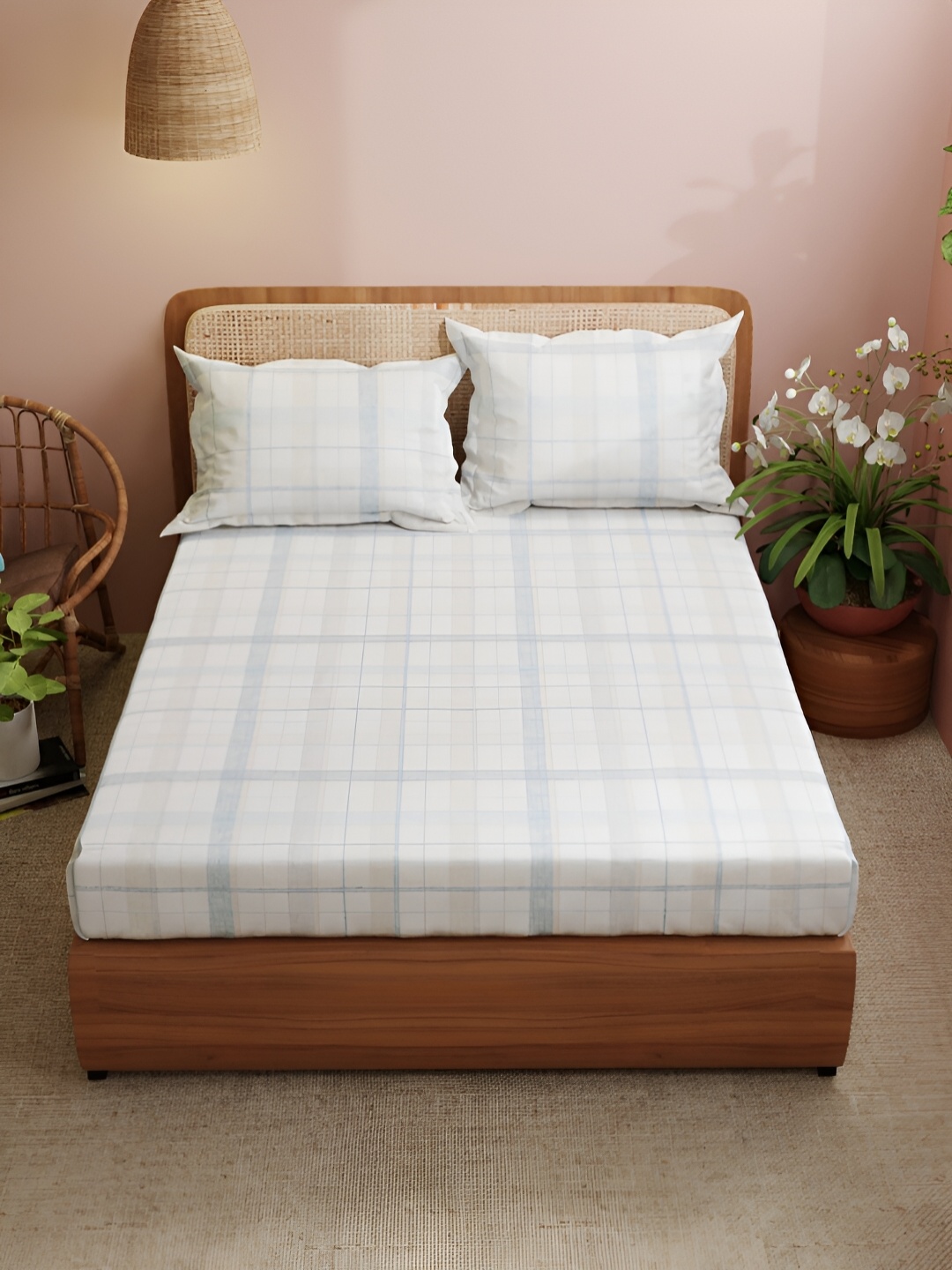BIANCA Peach-Coloured & Off White Geometric 210 TC King Bedsheet with 2 Pillow Covers
BIANCA Peach-Coloured & Off White Geometric 210 TC King Bedsheet with 2 Pillow Covers