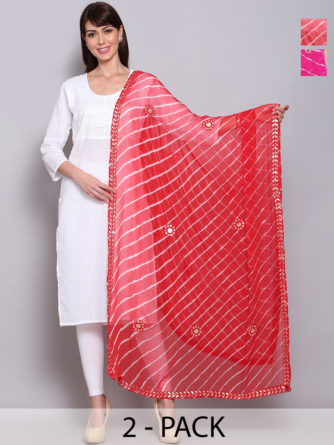 Miaz Lifestyle Printed Leheriya Dupatta with Chikankari, Pink
Miaz Lifestyle Printed Leheriya Dupatta with Chikankari, Pink