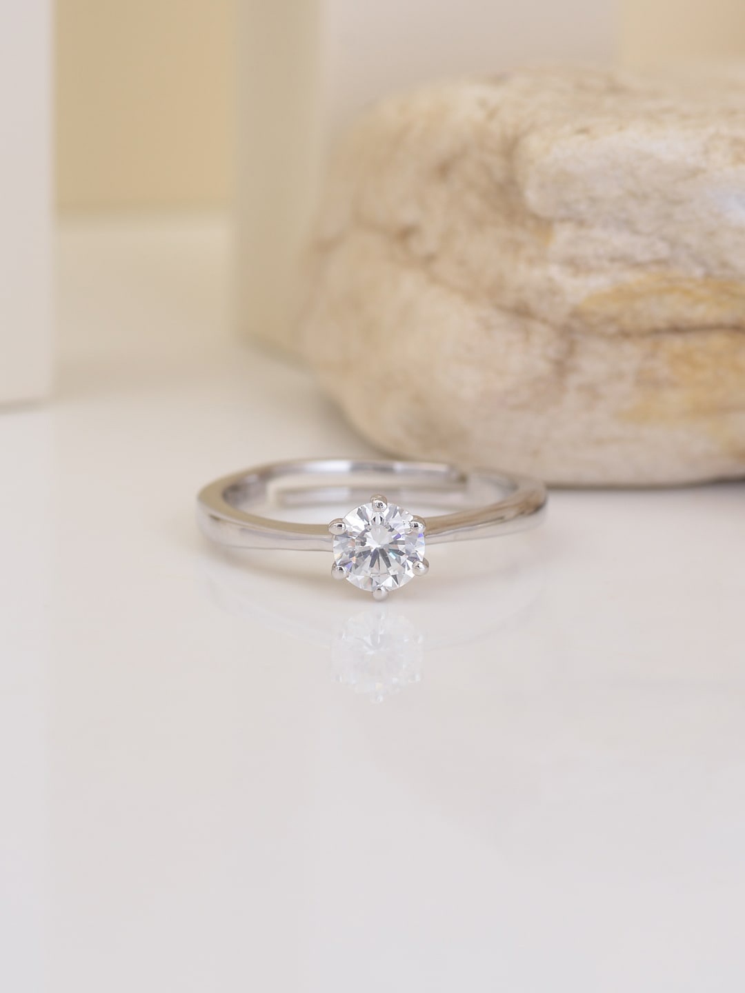 Ornate Jewels 925 Sterling Silver American Diamond Solitaire Adjustable Ring for Women
Ornate Jewels 925 Sterling Silver American Diamond Solitaire Adjustable Ring for Women