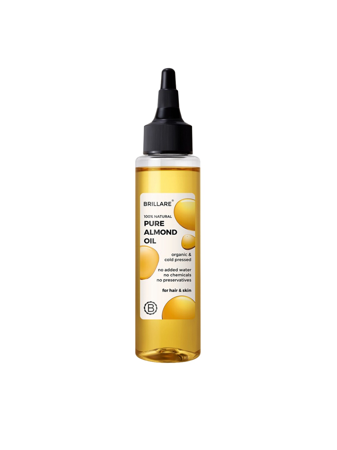 BRILLARE Natural Organic & Cold Pressed Pure Almond Oil for Hair & Skin - 100 ml, Yellow
BRILLARE Natural Organic & Cold Pressed Pure Almond Oil for Hair & Skin - 100 ml, Yellow