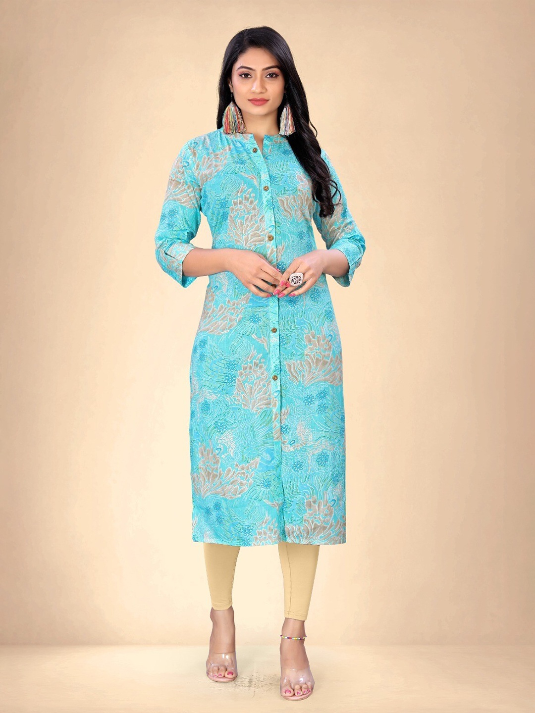 Abhilasha Floral Printed Linen Mandarin Collar Three-Quarter Sleeves Straight Kurta, Blue
Abhilasha Floral Printed Linen Mandarin Collar Three-Quarter Sleeves Straight Kurta, Blue
