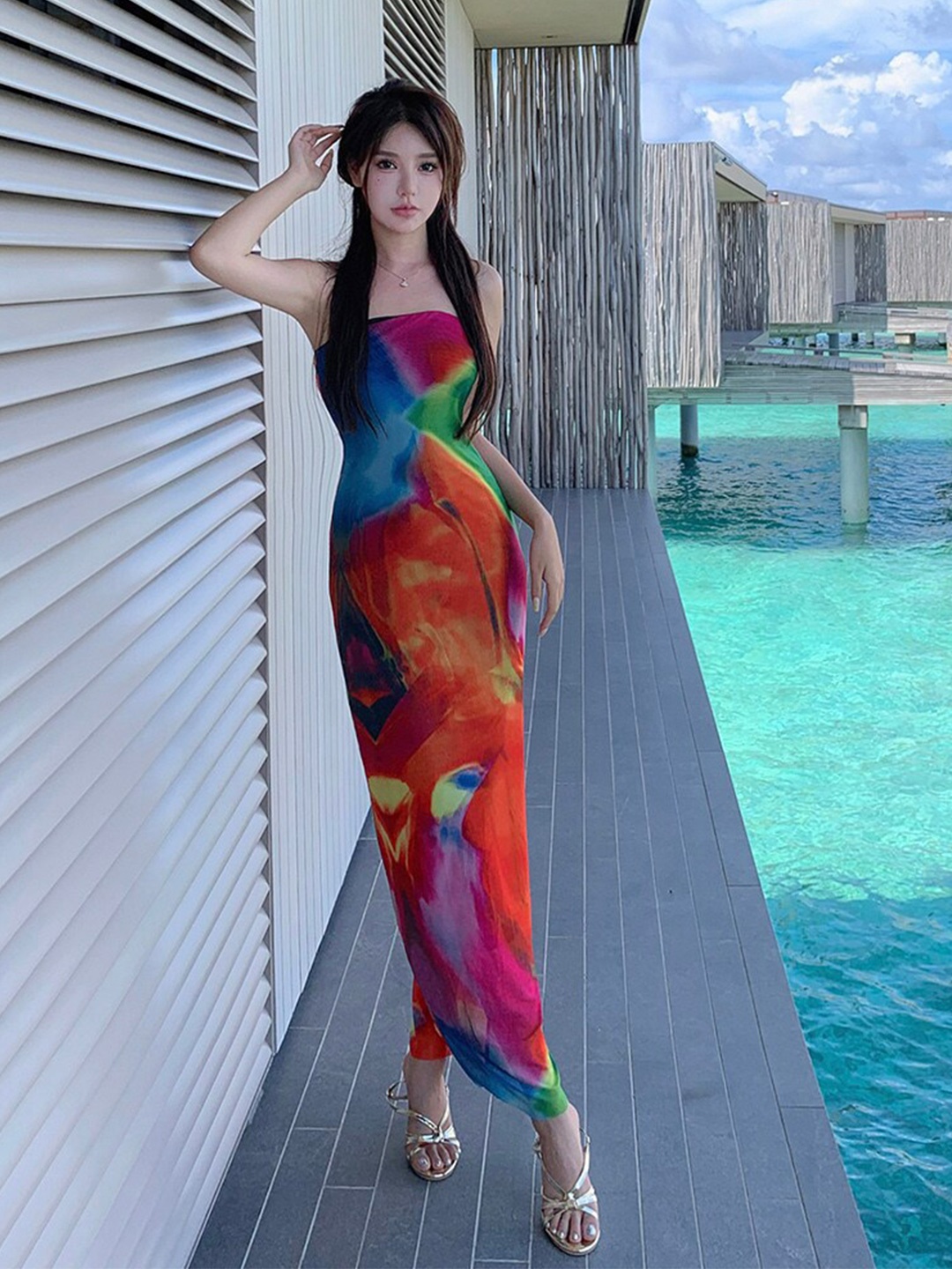 JC Mode Floral Maxi Dress, Multi