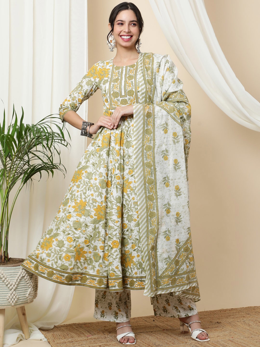 GULMOHAR JAIPUR Women Ethnic Motifs Printed Regular Pure Cotton Kurta with Palazzos & With Dupatta, Off white
GULMOHAR JAIPUR Women Ethnic Motifs Printed Regular Pure Cotton Kurta with Palazzos & With Dupatta, Off white