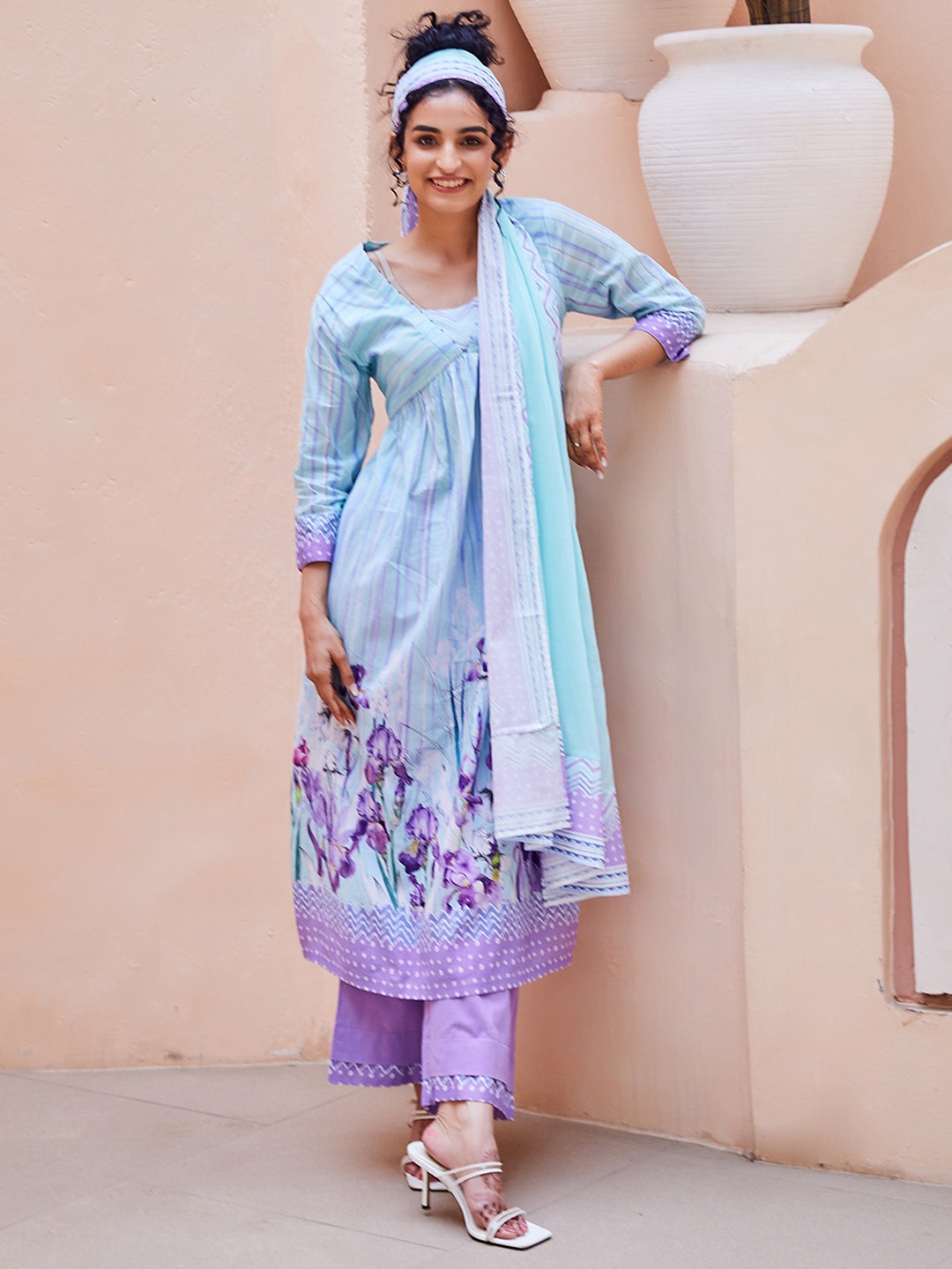 Biba Women Floral Printed Regular Pure Cotton Kurta with Palazzos & With Dupatta, Blue
Biba Women Floral Printed Regular Pure Cotton Kurta with Palazzos & With Dupatta, Blue