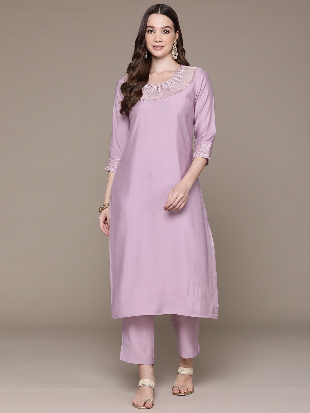 Readiprint Ethnic Motifs Embroidered Gotta Patti Pure Silk Kurta with Trousers, Violet
Readiprint Ethnic Motifs Embroidered Gotta Patti Pure Silk Kurta with Trousers, Violet