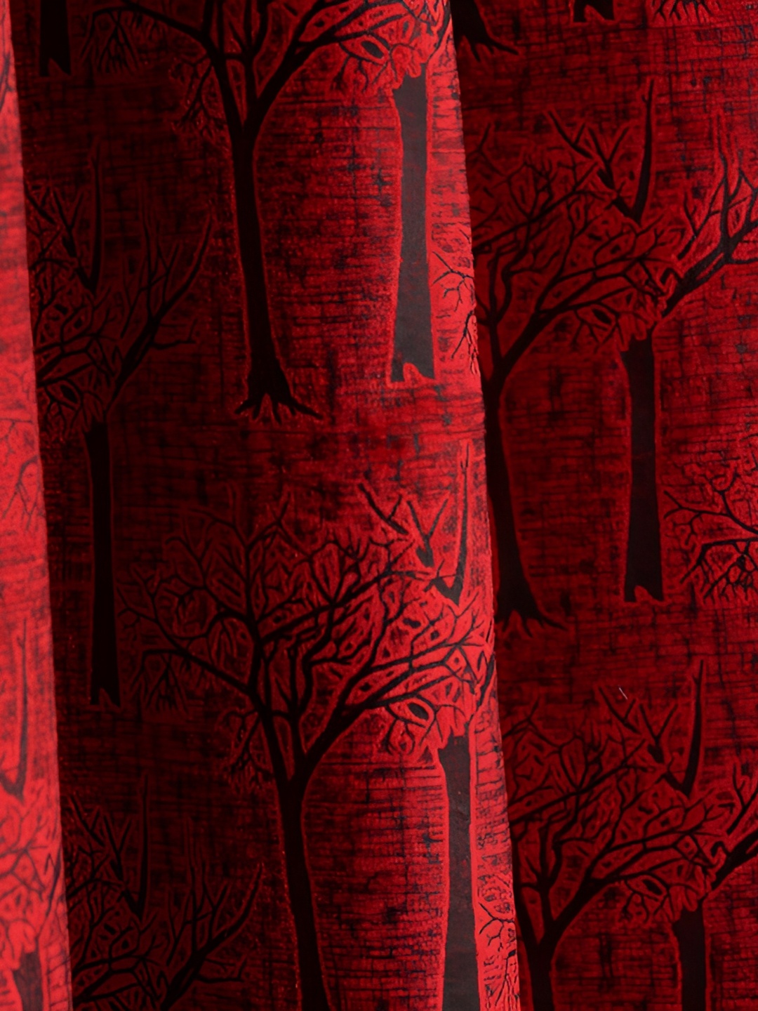 Galaxy Home Decor Maroon Floral Room Darkening Window Curtain