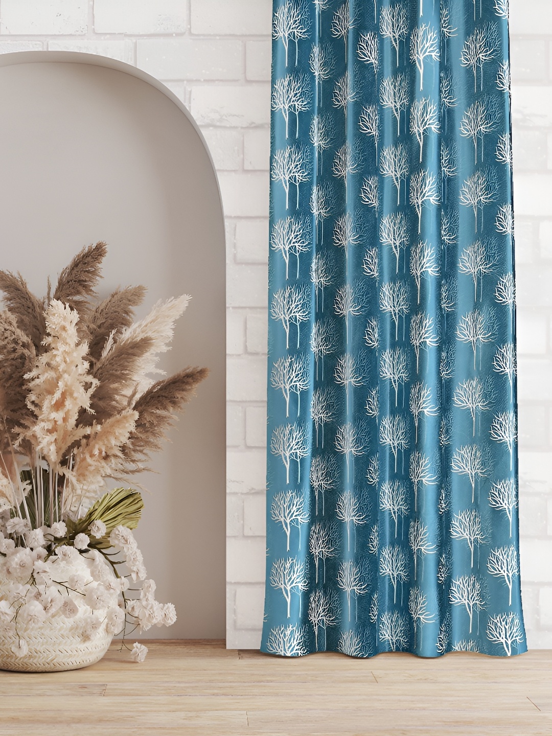 Galaxy Home Decor Turquoise Blue Floral Room Darkening Long Door Curtain