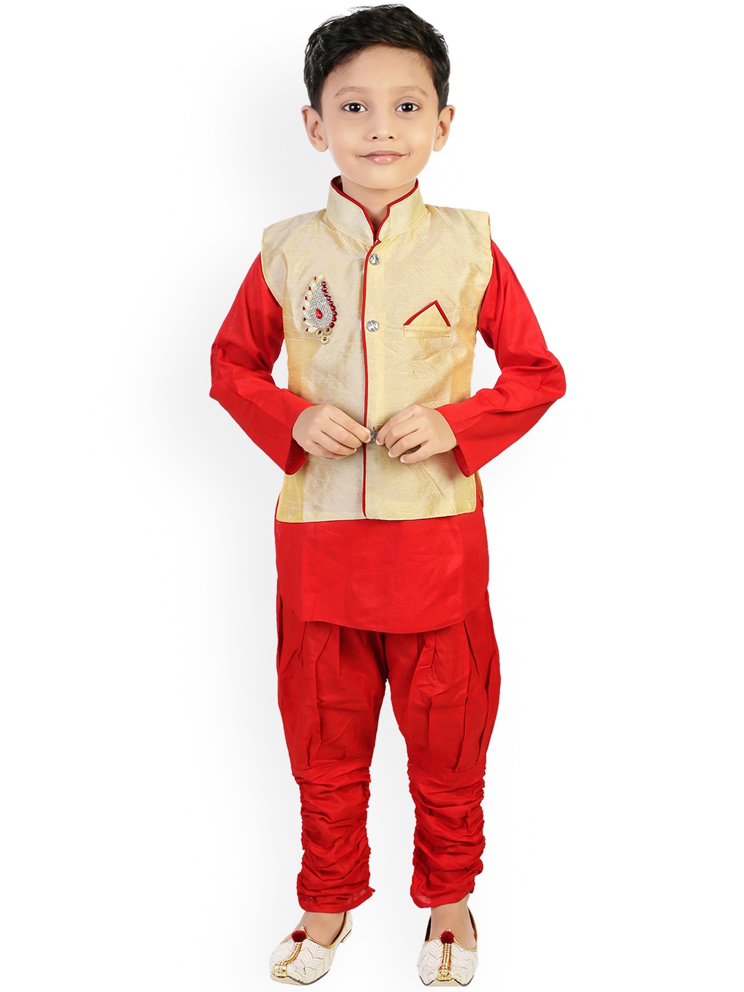 BAESD Boys Ethnic Motifs Embroidered Regular Beads and Stones Dupion Silk Kurta with Churidar, Red
BAESD Boys Ethnic Motifs Embroidered Regular Beads and Stones Dupion Silk Kurta with Churidar, Red