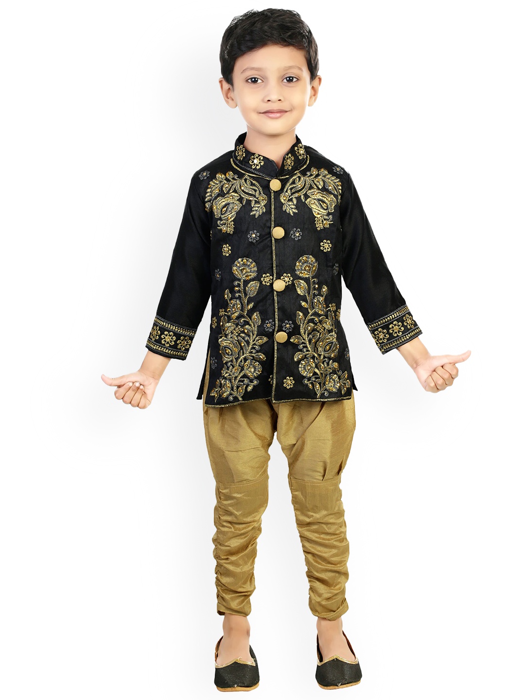 BAESD Boys Floral Embroidered Regular Thread Work Dupion Silk Kurti with Pyjamas, Black
BAESD Boys Floral Embroidered Regular Thread Work Dupion Silk Kurti with Pyjamas, Black