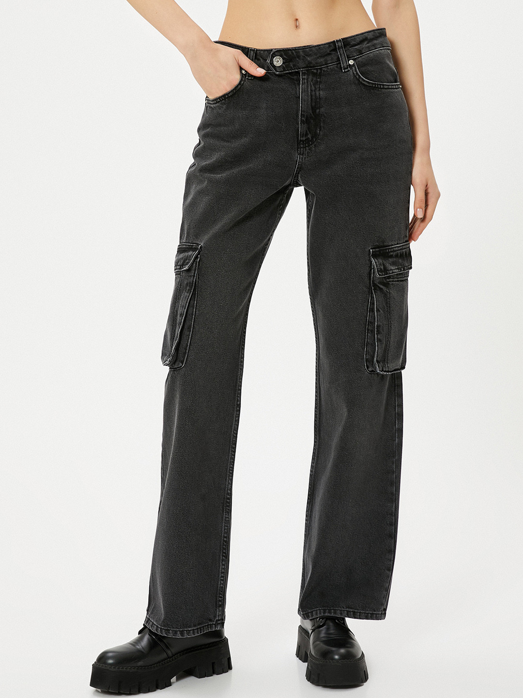 Koton Women Straight Fit Mildly Distressed Jeans, Black
Koton Women Straight Fit Mildly Distressed Jeans, Black