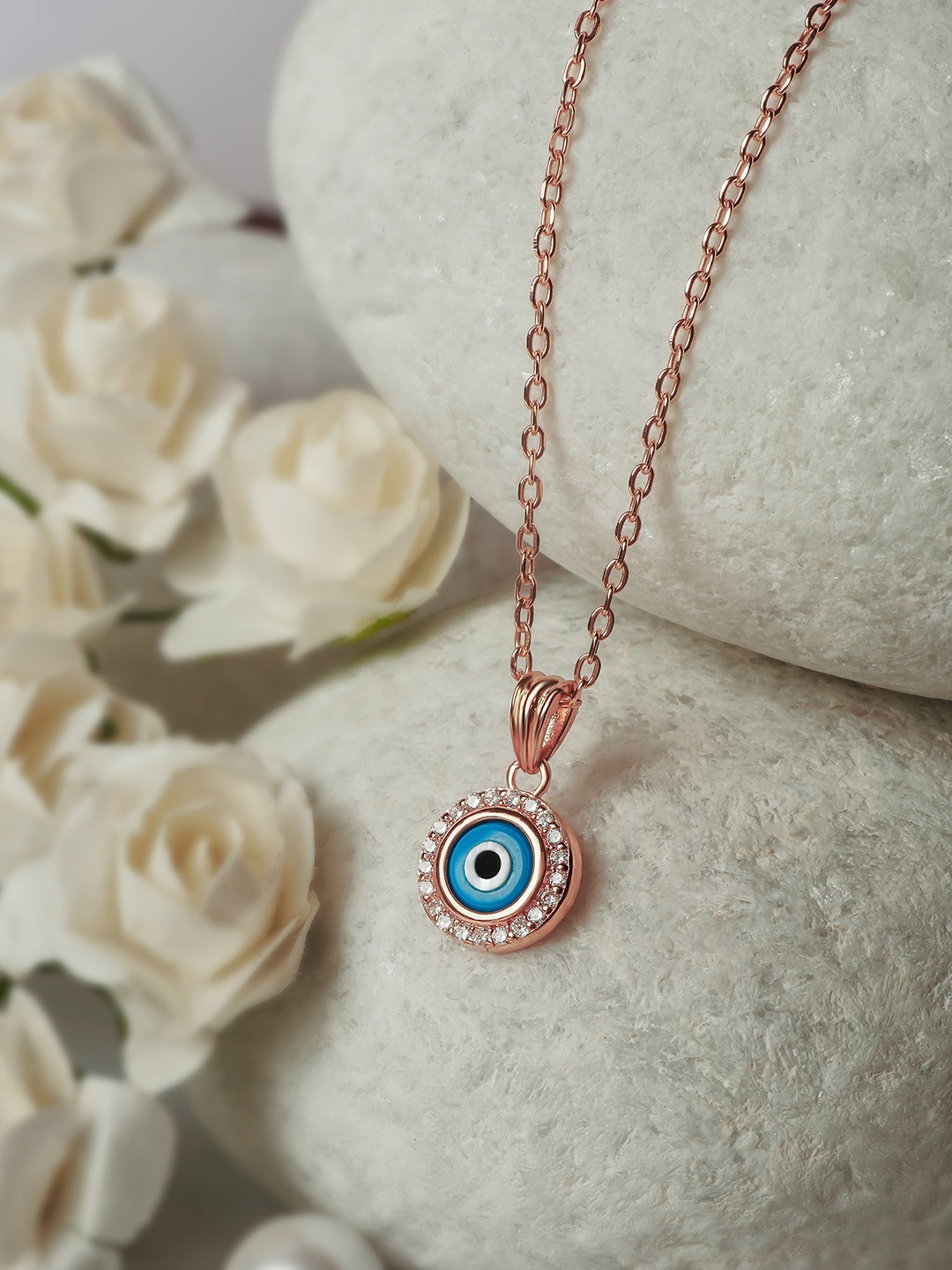 SILBERRY 92.5 Sterling Silver Rose Gold-Plated Cubic Zirconia Studded Pendants with Chains
SILBERRY 92.5 Sterling Silver Rose Gold-Plated Cubic Zirconia Studded Pendants with Chains