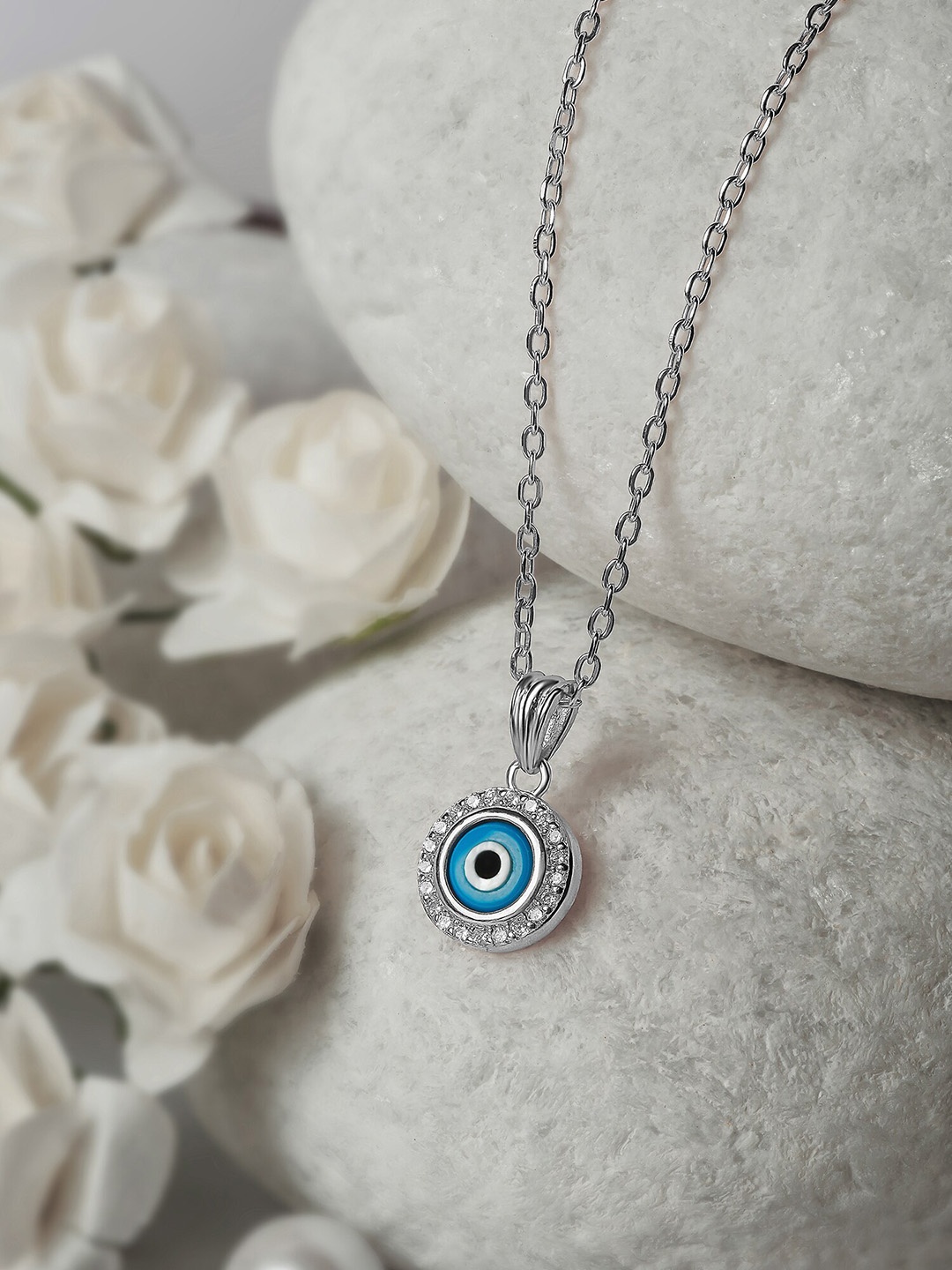 SILBERRY 92.5 Sterling Silver Rhodium-Plated Cubic Zirconia Circular Pendants with Chains
SILBERRY 92.5 Sterling Silver Rhodium-Plated Cubic Zirconia Circular Pendants with Chains