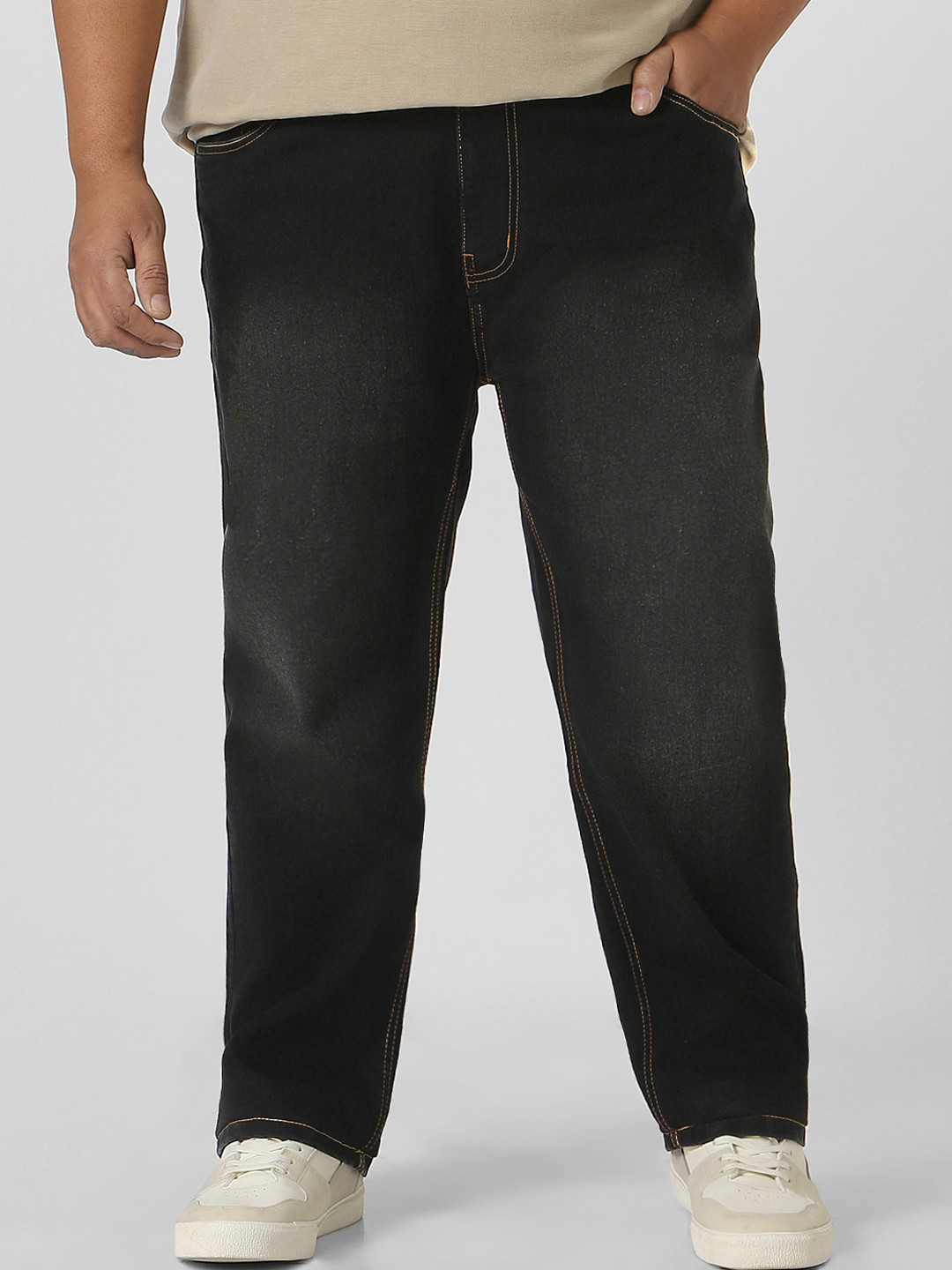 Urbano Plus Men Regular Fit Washed Stretchable Jeans, Black 
Urbano Plus Men Regular Fit Washed Stretchable Jeans, Black