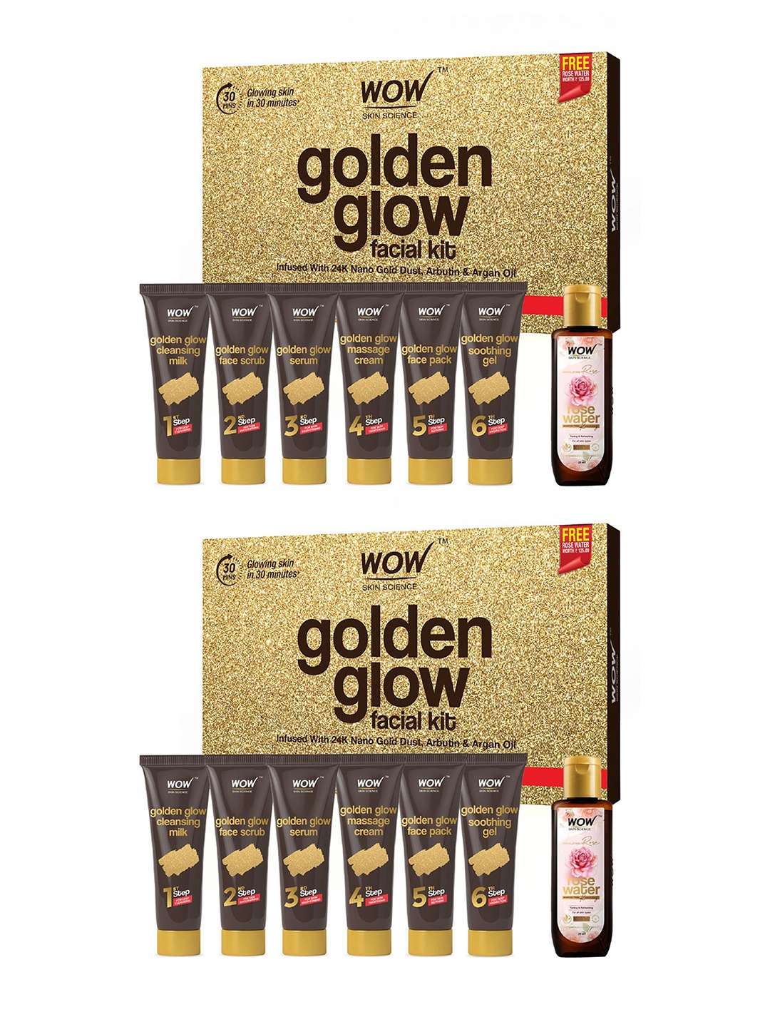WOW SKIN SCIENCE Set of 2 Golden Glow Facial Kit with Arbutin & Argan Oil - 85 ml each, Brown
WOW SKIN SCIENCE Set of 2 Golden Glow Facial Kit with Arbutin & Argan Oil - 85 ml each, Brown