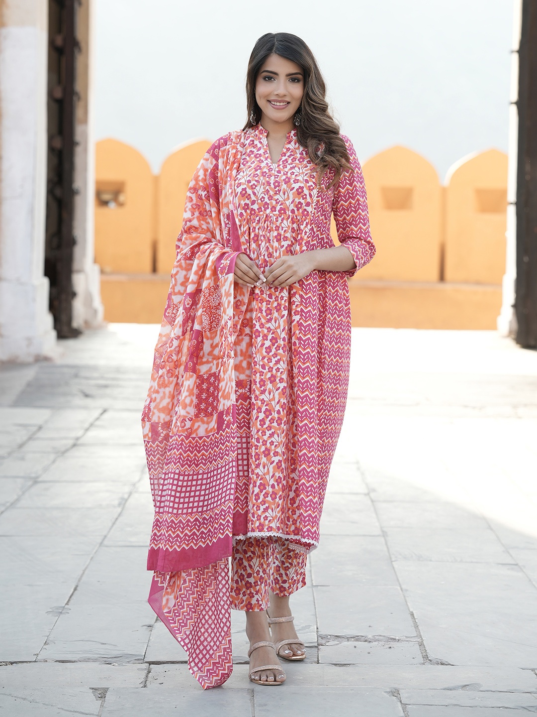 KALINI Floral Printed Empire Cotton A-Line Kurta with Trousers & With Dupatta, White
KALINI Floral Printed Empire Cotton A-Line Kurta with Trousers & With Dupatta, White