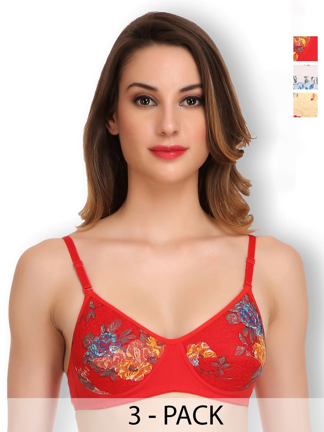 SELFCARE Pack Of 3 Floral Printed Full Coverage Lightly Padded Bra All Day Comfort, Beige
SELFCARE Pack Of 3 Floral Printed Full Coverage Lightly Padded Bra All Day Comfort, Beige