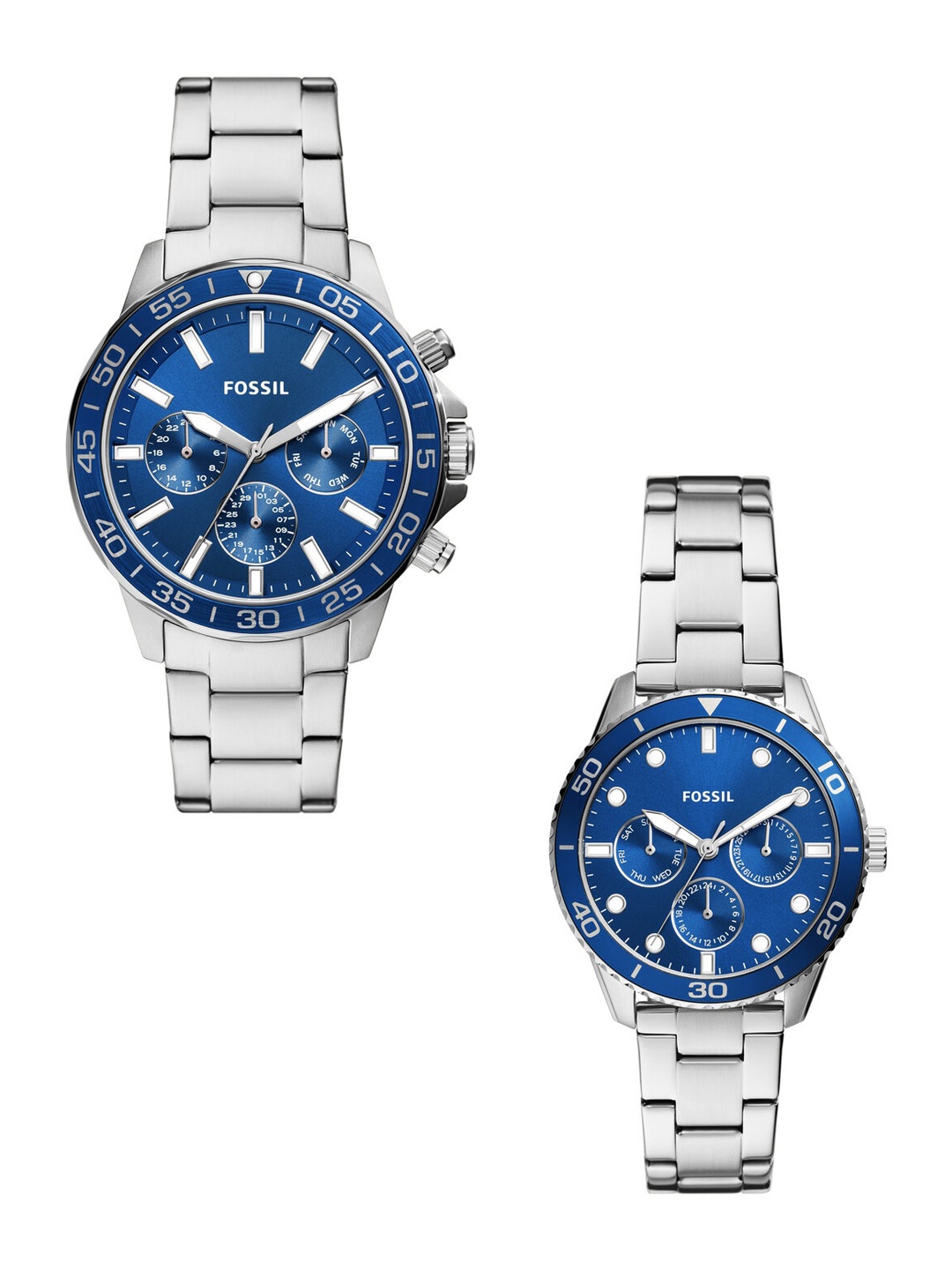 Fossil Patterned Dial & Stainless Steel Straps His and Her Watches BQ2828SET, Silver
Fossil Patterned Dial & Stainless Steel Straps His and Her Watches BQ2828SET, Silver