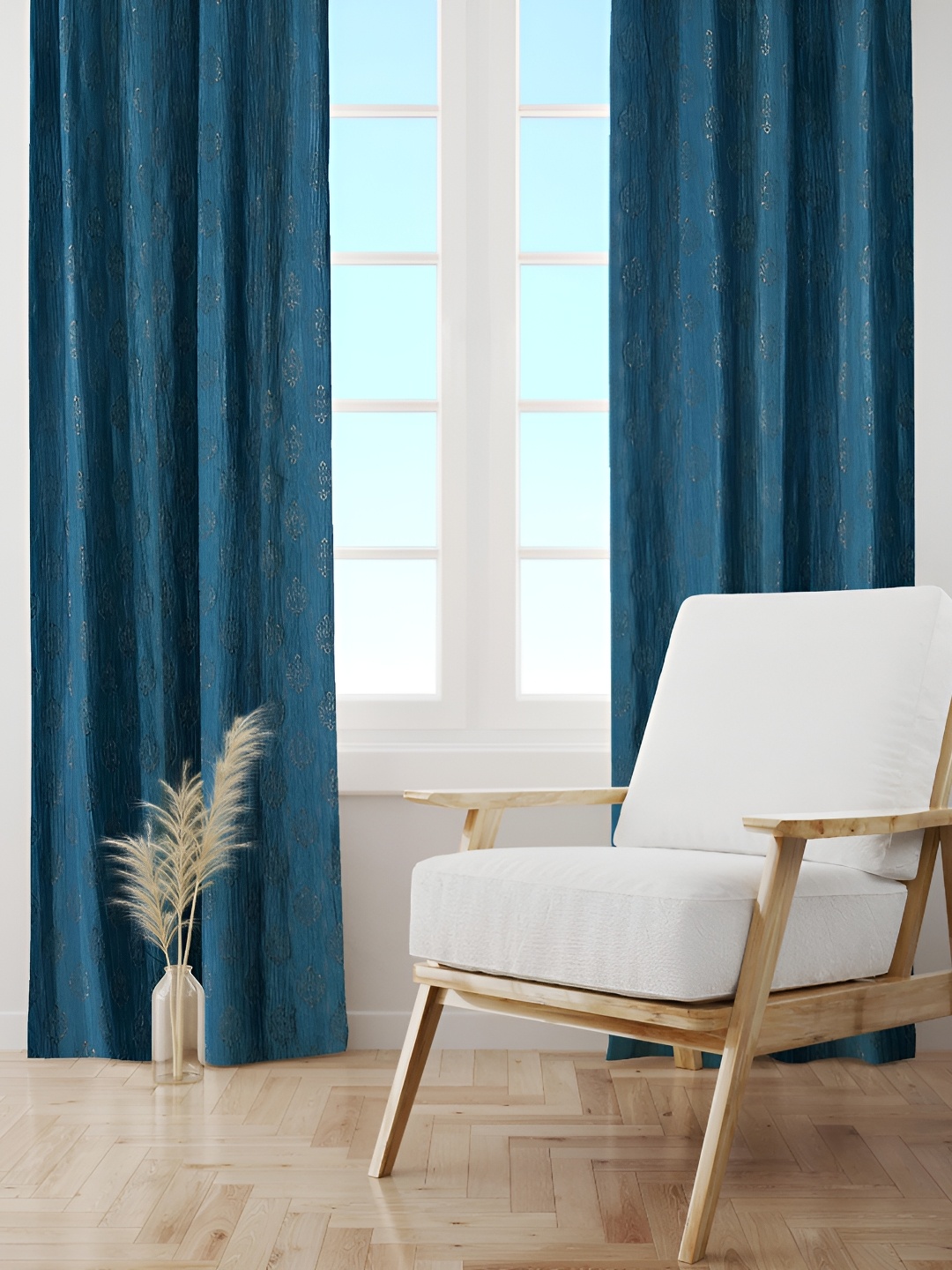 Galaxy Home Decor Blue Floral Room Darkening Window Curtain