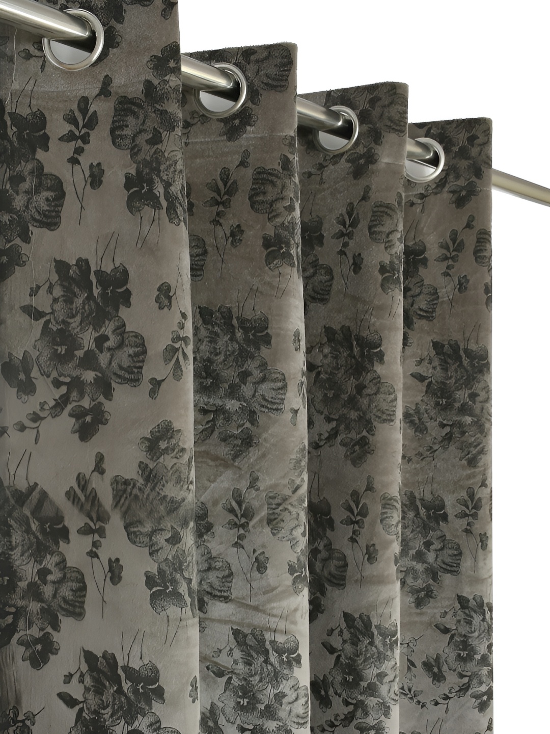 Galaxy Home Decor Grey Set of 3 Floral Room Darkening Door Curtain