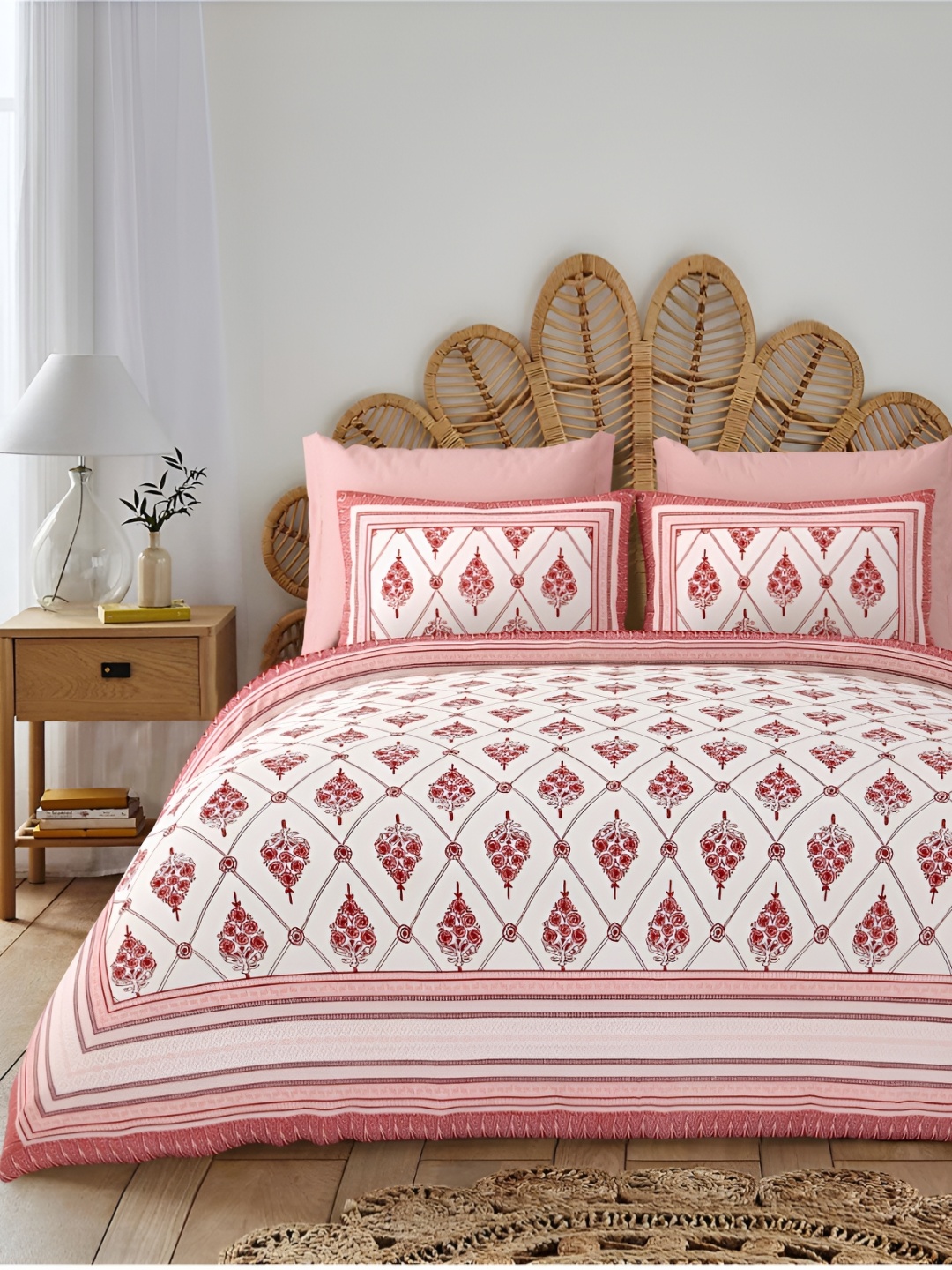 Block Print Story Red Ethnic Motifs 210 TC Cotton King Bedsheet with 2 Pillow Covers
Block Print Story Red Ethnic Motifs 210 TC Cotton King Bedsheet with 2 Pillow Covers