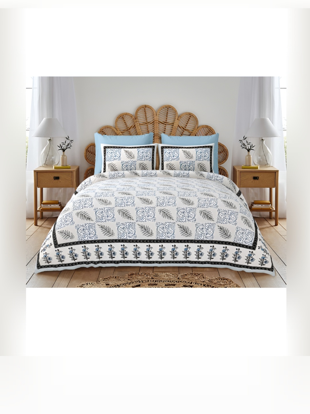 Block Print Story Blue & White Floral 210 TC Cotton King Bedsheet with 2 Pillow Covers
Block Print Story Blue & White Floral 210 TC Cotton King Bedsheet with 2 Pillow Covers