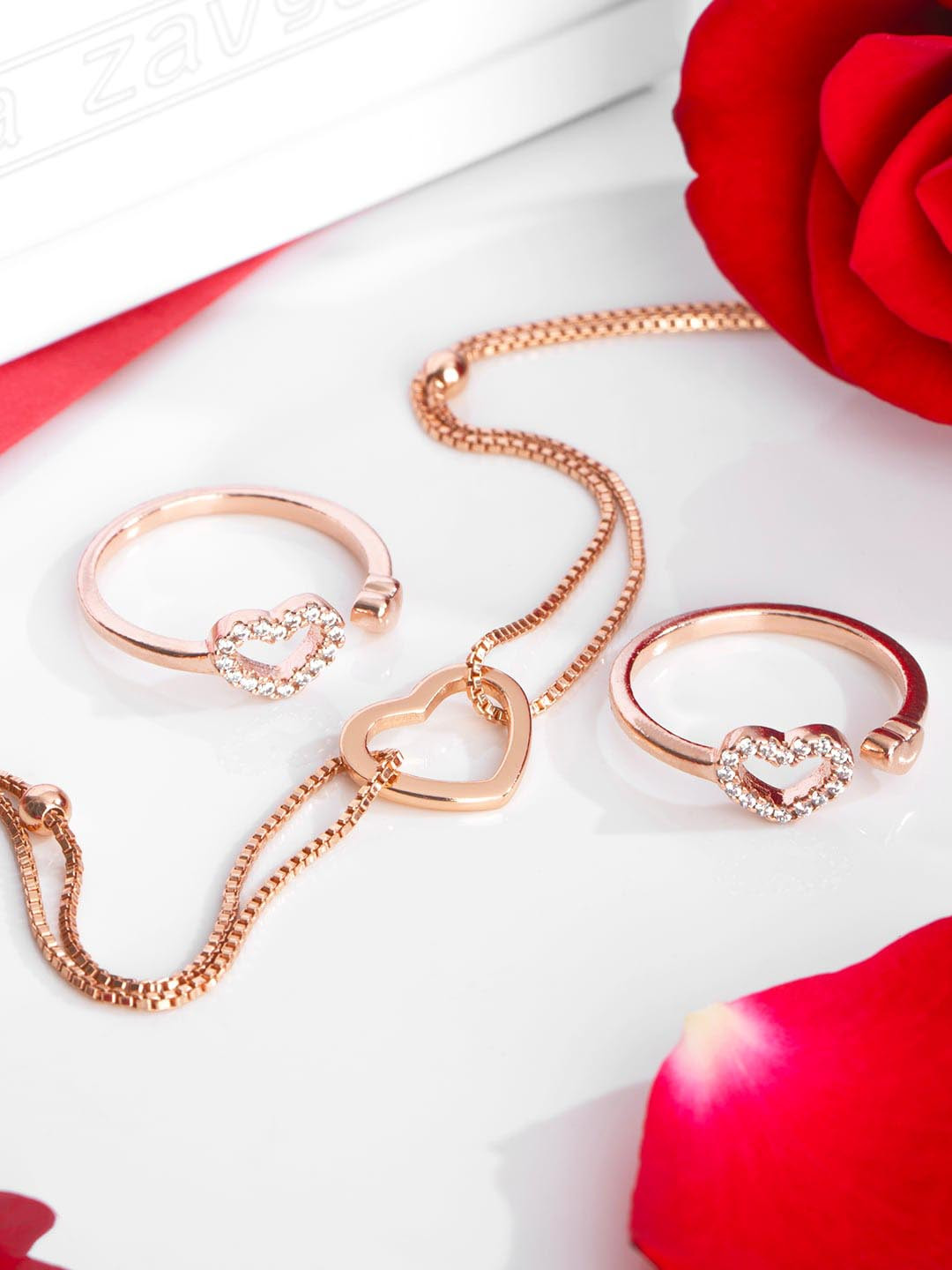 Zavya Set Of 2 925 Sterling Silver Rose Gold-Plated Cubic Zirconia Toe-Rings & Anklet
Zavya Set Of 2 925 Sterling Silver Rose Gold-Plated Cubic Zirconia Toe-Rings & Anklet