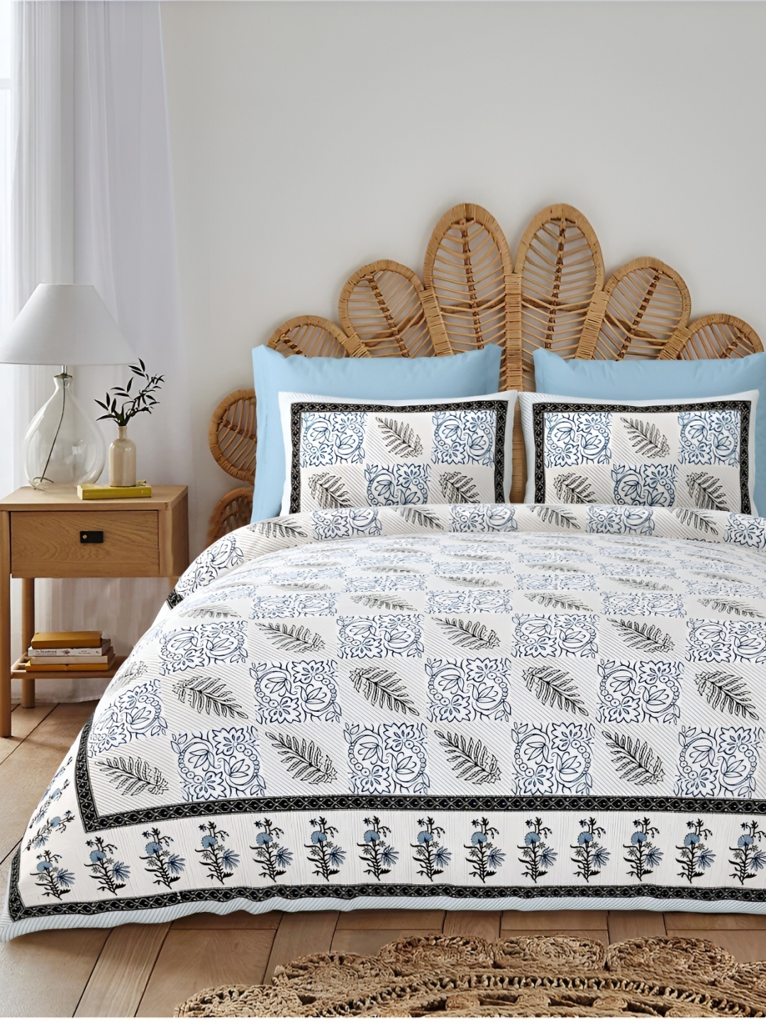 Block Print Story Blue & White Floral 210 TC Cotton King Bedsheet with 2 Pillow Covers
Block Print Story Blue & White Floral 210 TC Cotton King Bedsheet with 2 Pillow Covers