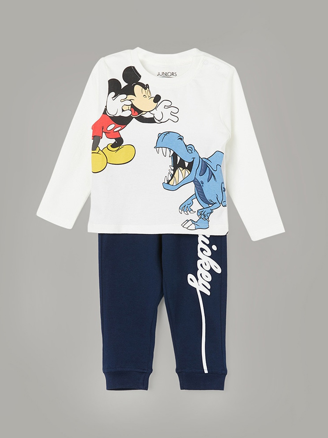 Juniors by Lifestyle Boys Mickey Mouse Printed Pure Cotton T-shirt with Trousers, White
Juniors by Lifestyle Boys Mickey Mouse Printed Pure Cotton T-shirt with Trousers, White