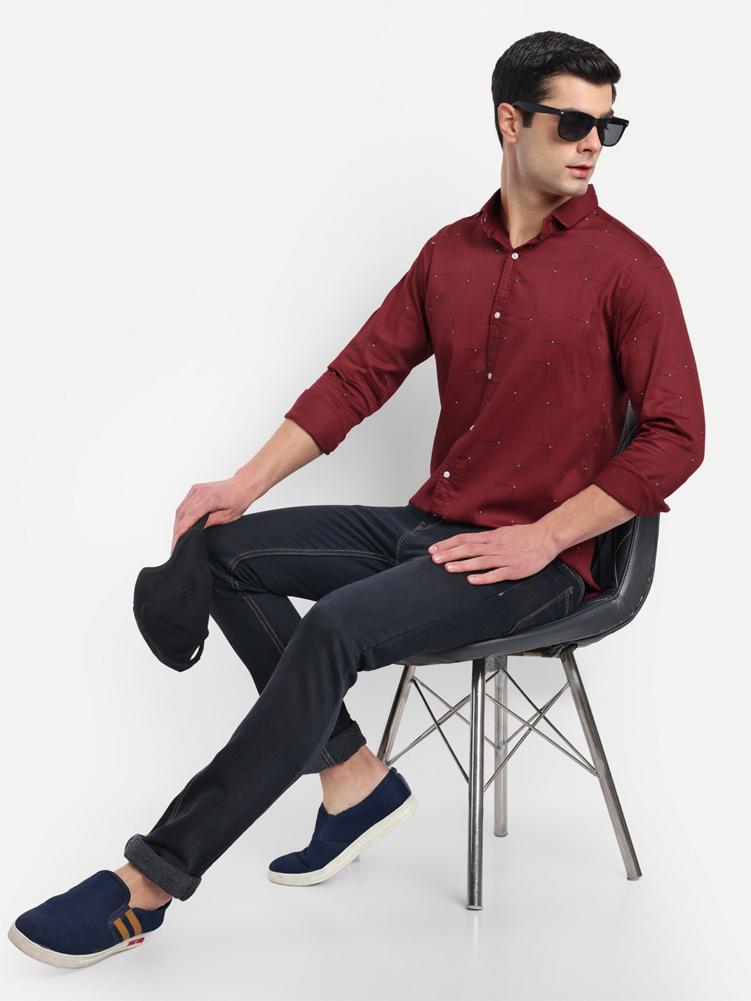 S-LINE Classic Cotton Abstract Printed Casual Shirt, Maroon 
S-LINE Classic Cotton Abstract Printed Casual Shirt, Maroon