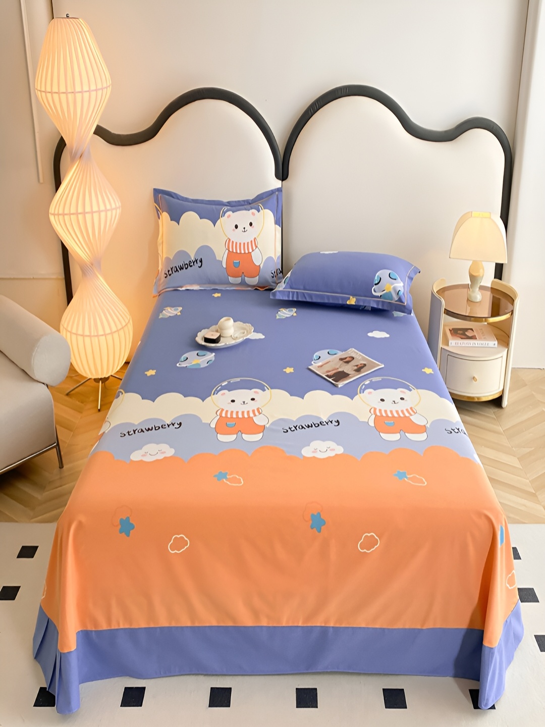 JC HOME Blue Cartoon Characters Cotton 230 TC King Bedsheet With 2 Pillow Covers, Orange
JC HOME Blue Cartoon Characters Cotton 230 TC King Bedsheet With 2 Pillow Covers, Orange