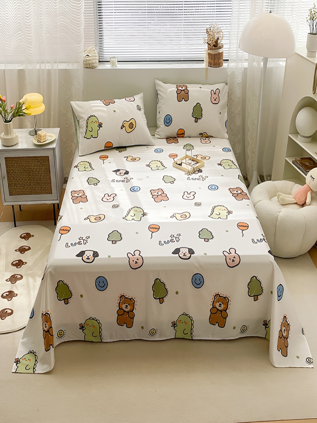 JC HOME White Cartoon Characters Cotton 200 TC Queen Bedsheet & 2 Pillow Covers
JC HOME White Cartoon Characters Cotton 200 TC Queen Bedsheet & 2 Pillow Covers