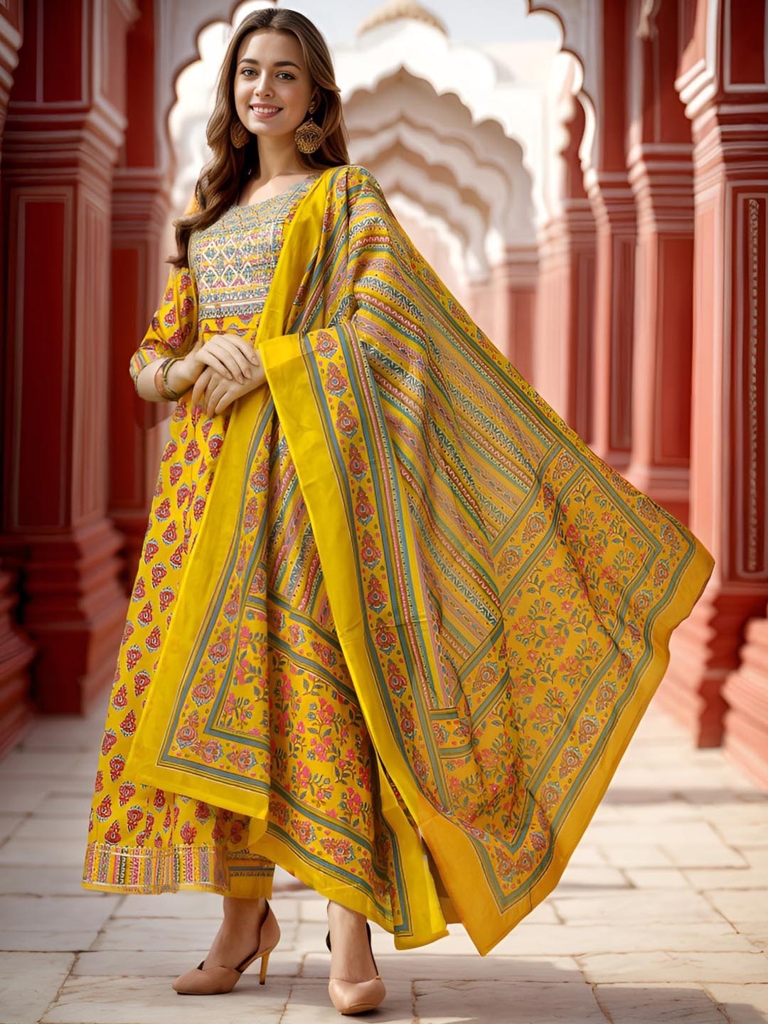 Ziva Fashion Ethnic Motifs Printed Sequinned Detailed Maxi Ethnic Dress With Dupatta, Mustard
Ziva Fashion Ethnic Motifs Printed Sequinned Detailed Maxi Ethnic Dress With Dupatta, Mustard