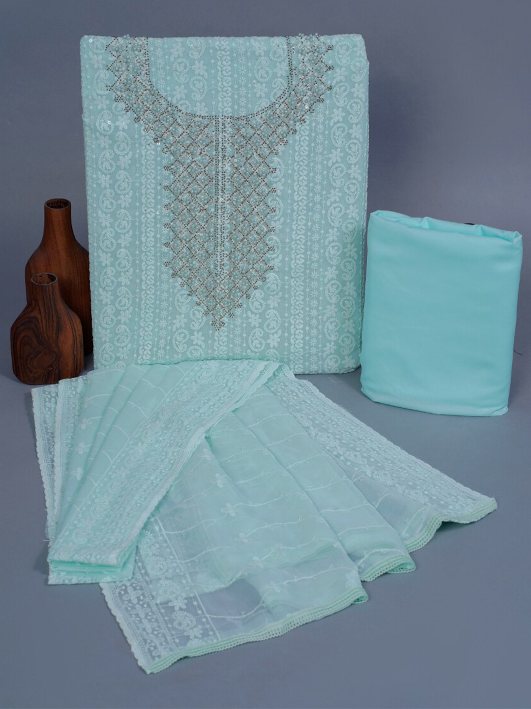 KALINI Ethnic Motifs Embroidered Chikankari Detailed Pure Cotton Unstitched Dress Material, Sea green
KALINI Ethnic Motifs Embroidered Chikankari Detailed Pure Cotton Unstitched Dress Material, Sea green