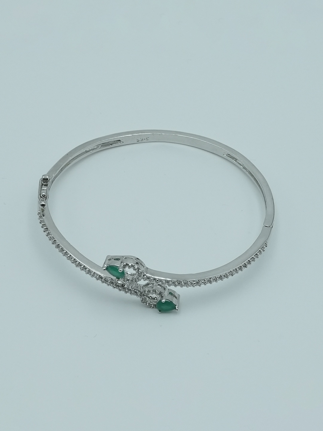 925 SILLER Rhodium-Plated Sterling Silver Cubic Zirconia-Studded Bangle-Style Bracelet
925 SILLER Rhodium-Plated Sterling Silver Cubic Zirconia-Studded Bangle-Style Bracelet