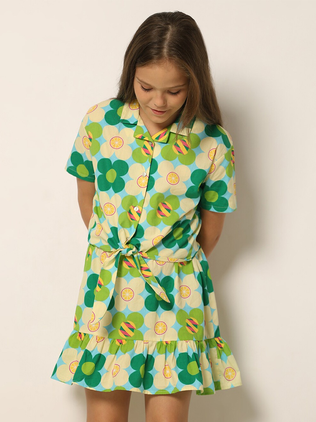 Vero Moda Girls Floral Printed Spread Collar Short Sleeves Cotton Casual Shirt, Green
Vero Moda Girls Floral Printed Spread Collar Short Sleeves Cotton Casual Shirt, Green